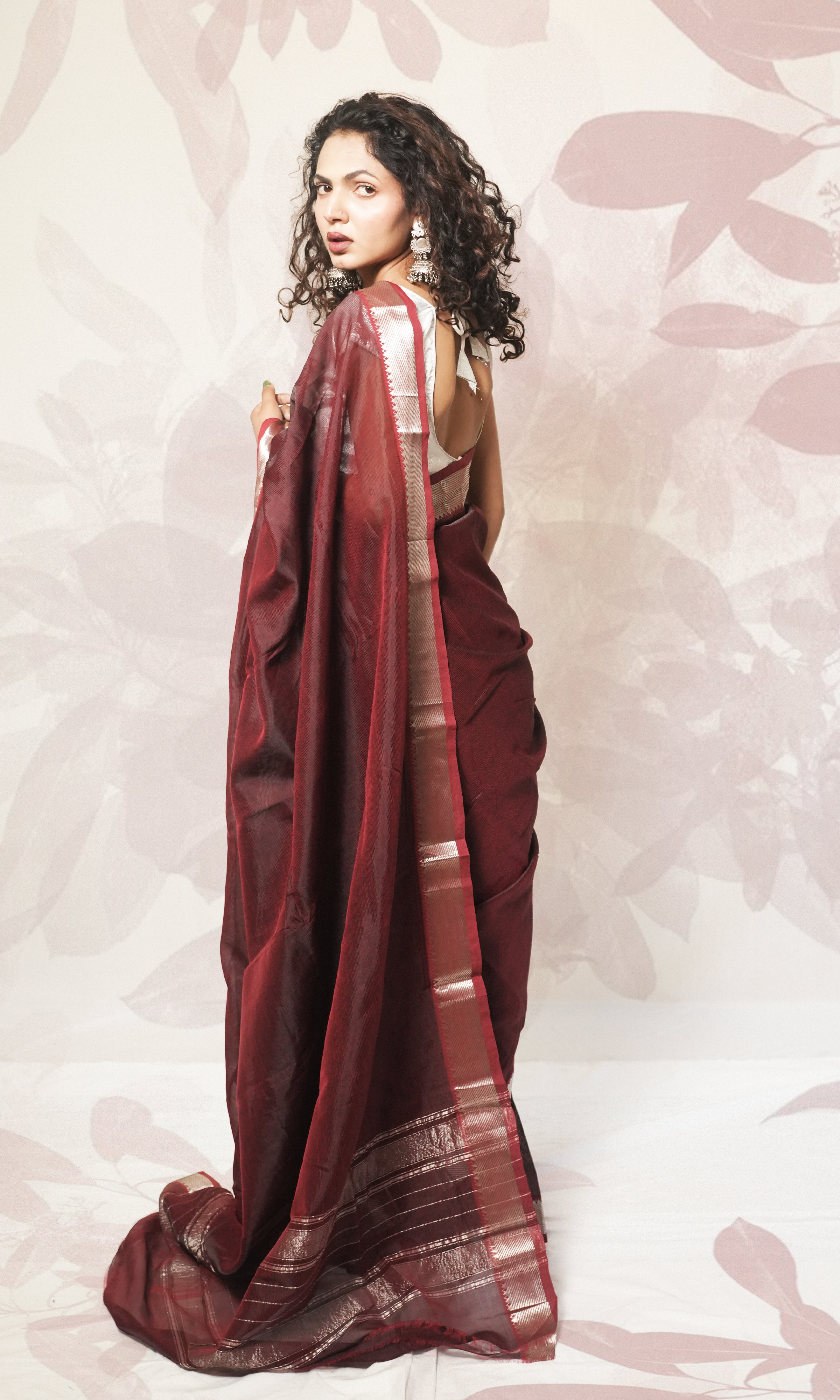 Dark Maroon Mangalgiri Pattu Saree