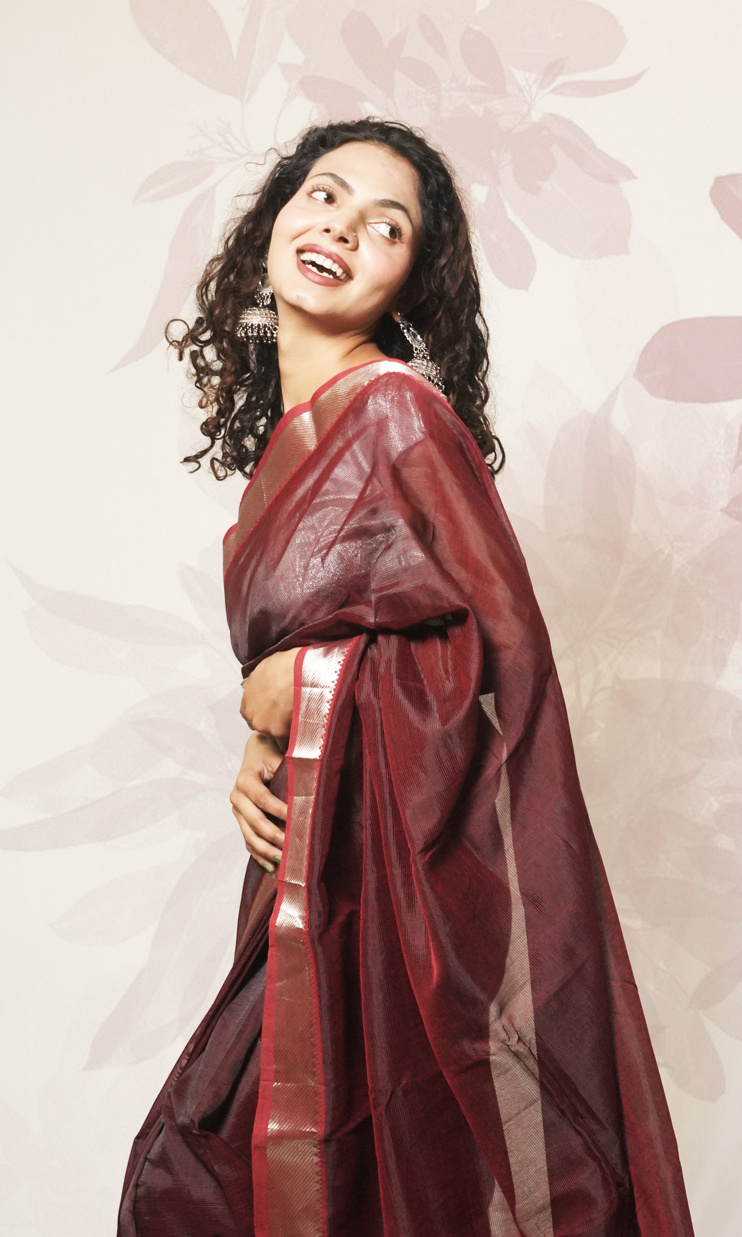 Dark Maroon Mangalgiri Pattu Saree