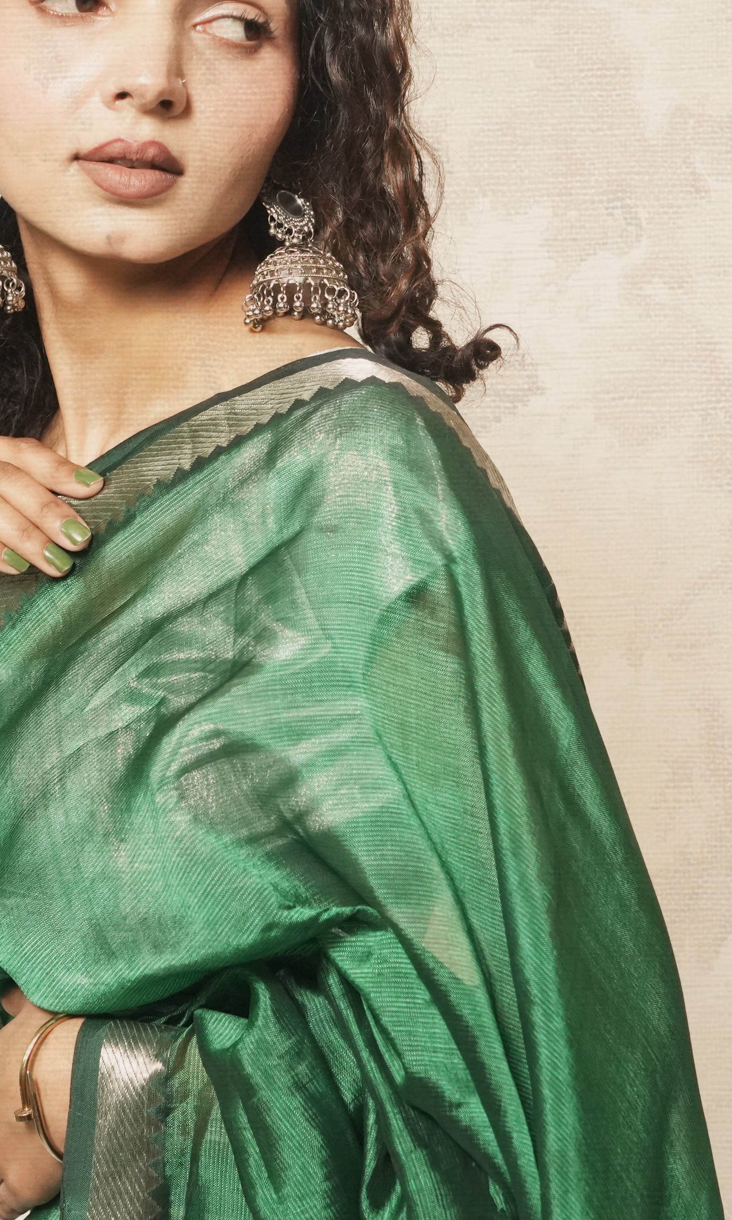 Deep Green Mangalgiri Pattu Saree