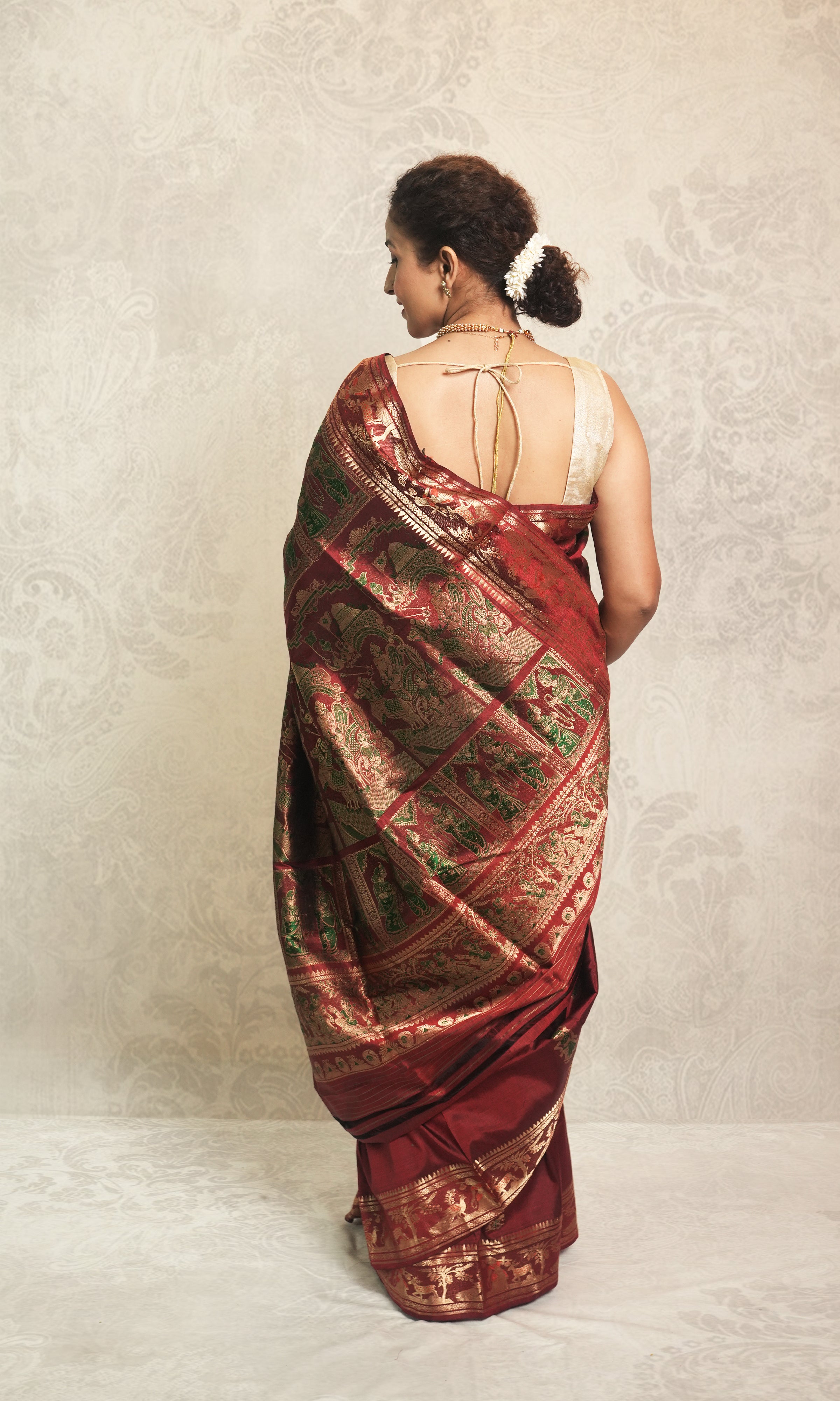 Deep Maroon With Zari Work Swarnchari Silk Saree With Blouse Piece