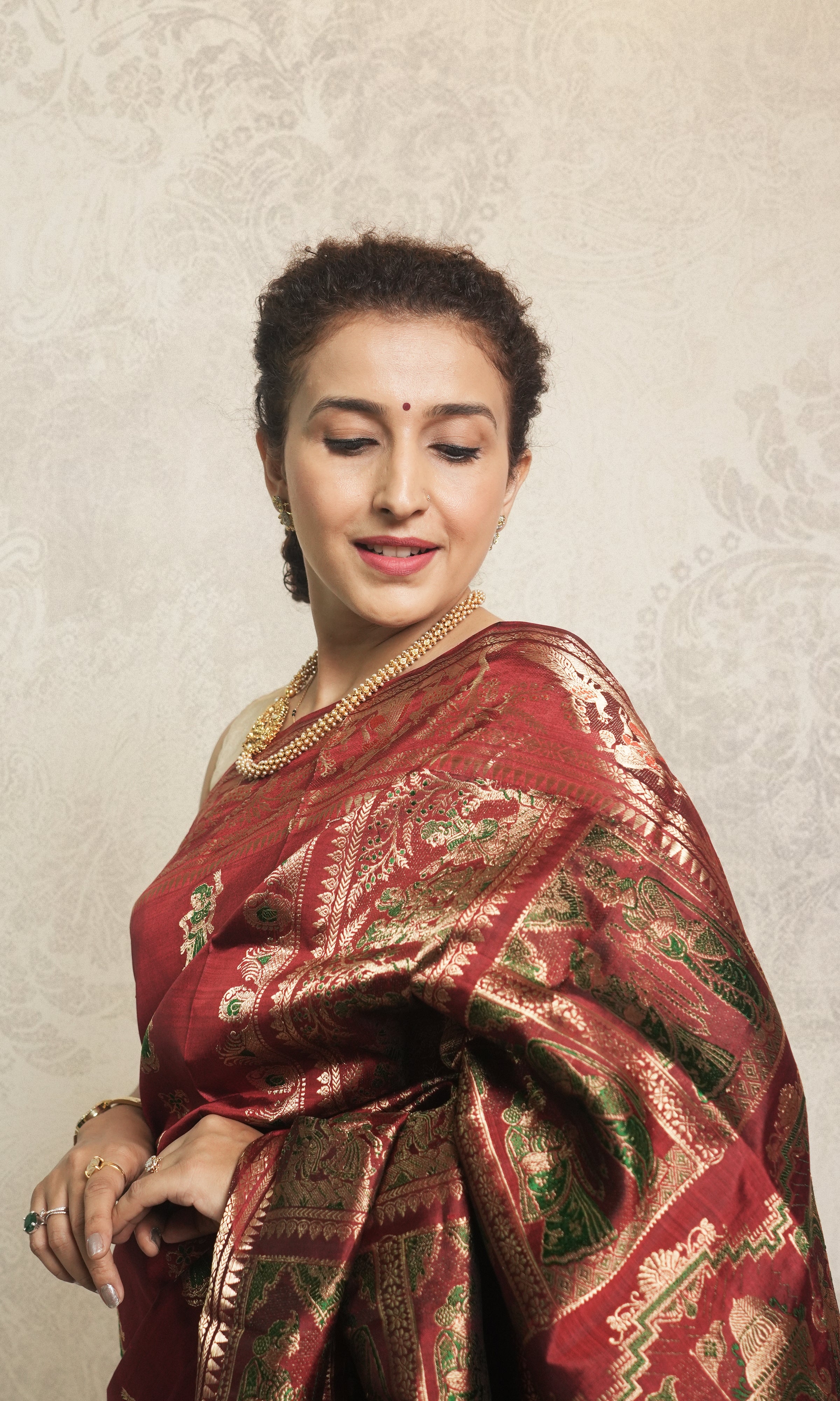 Deep Maroon With Zari Work Swarnchari Silk Saree With Blouse Piece