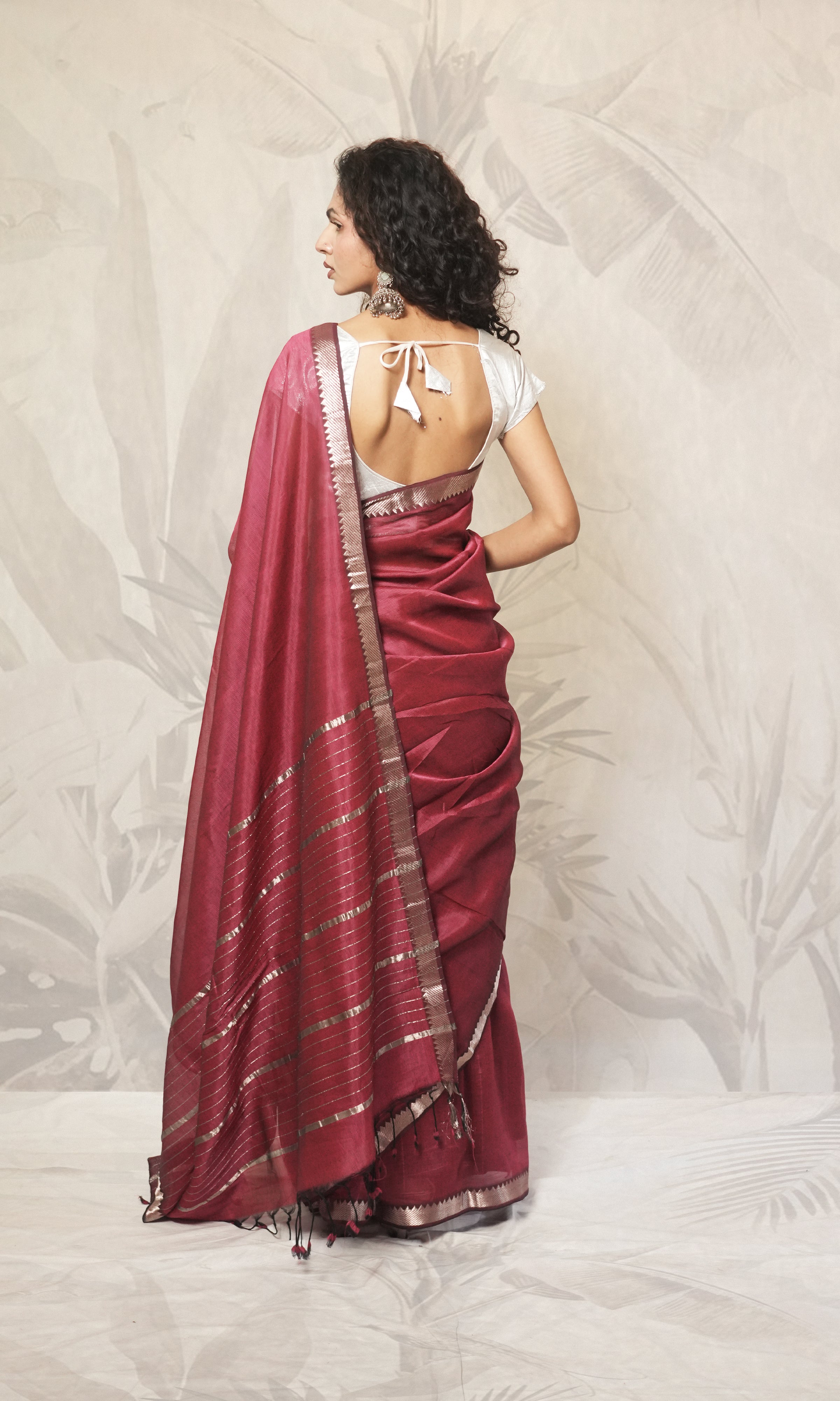 Maroon Mangalgiri Pattu Saree