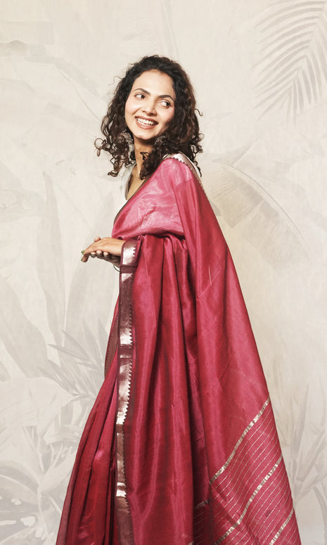 Maroon Mangalgiri Pattu Saree