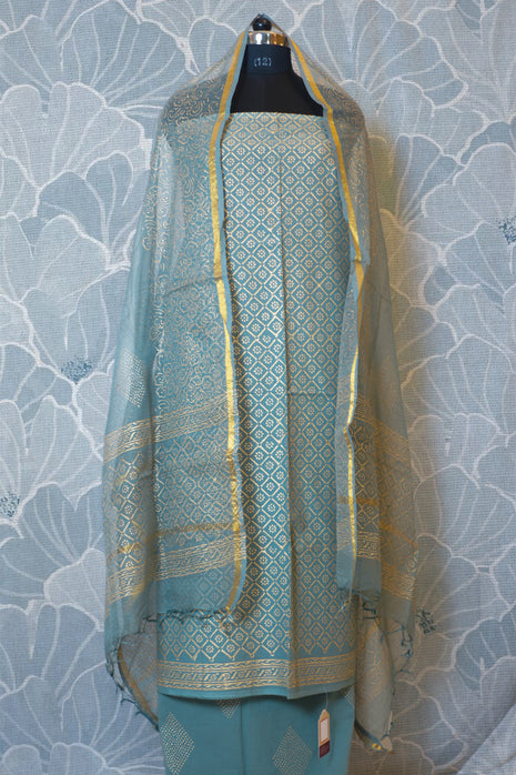 Bluish Grey Cotton Dress Material