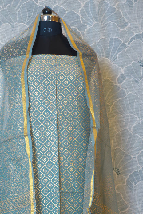 Bluish Grey Cotton Dress Material