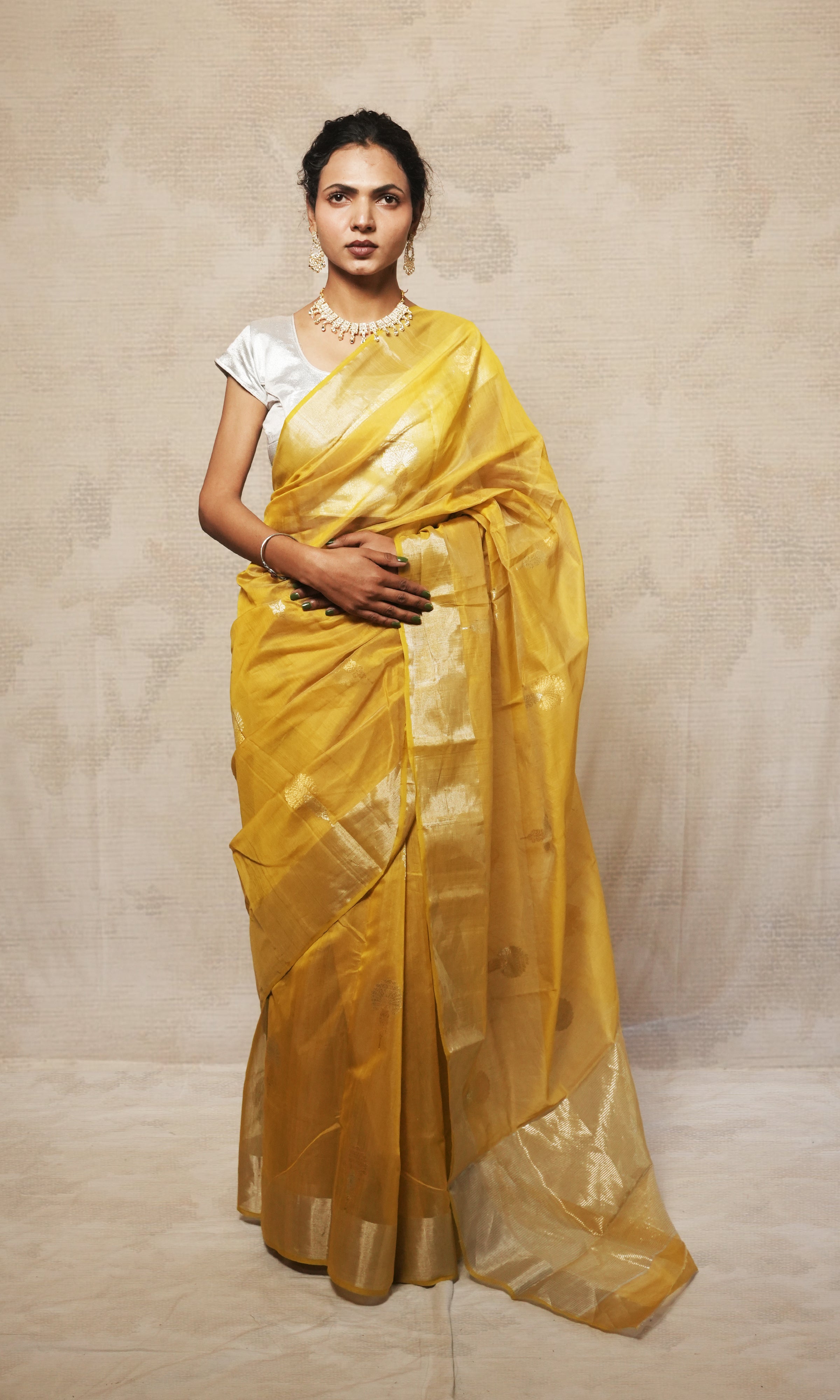 Yellow Chanderi Silk Saree