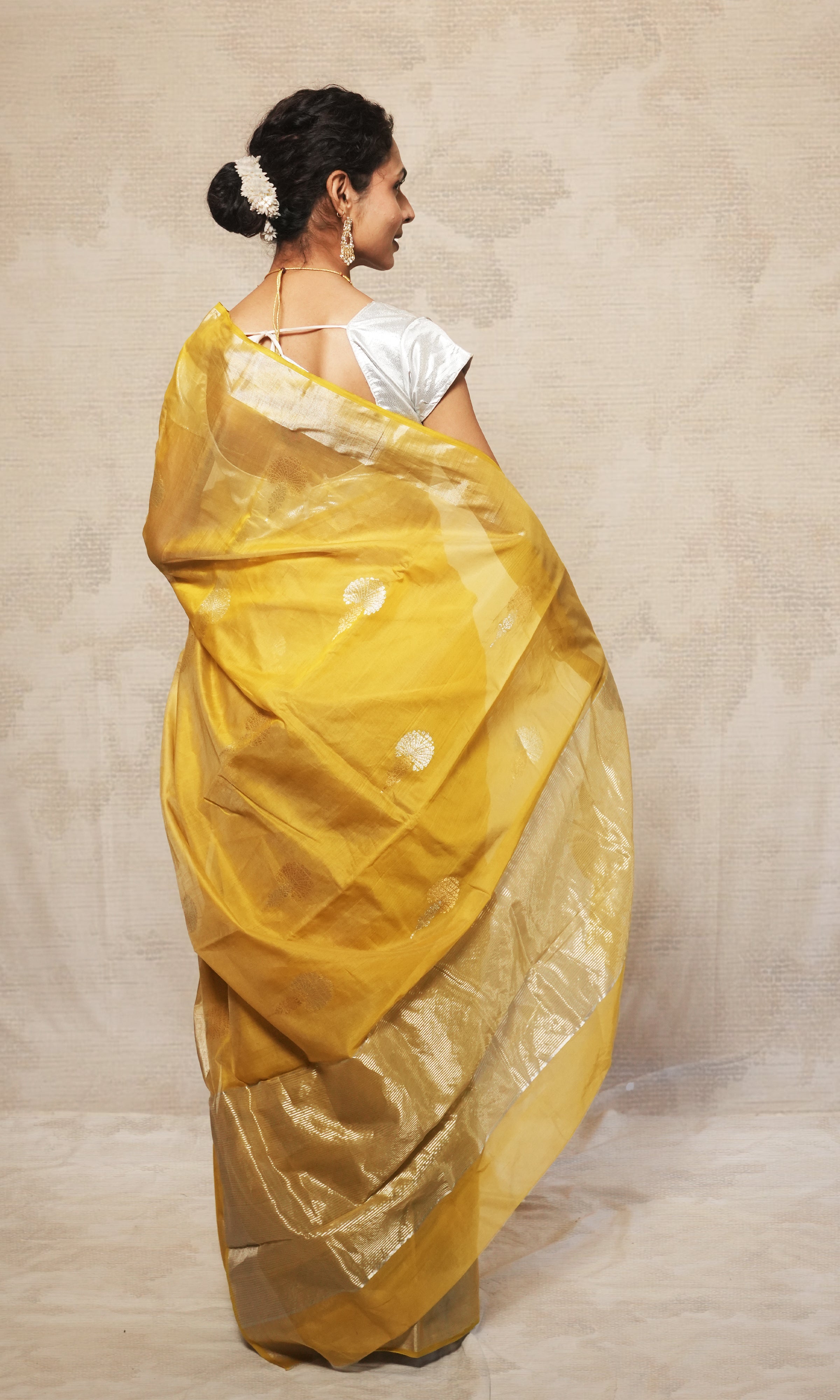 Yellow Chanderi Silk Saree