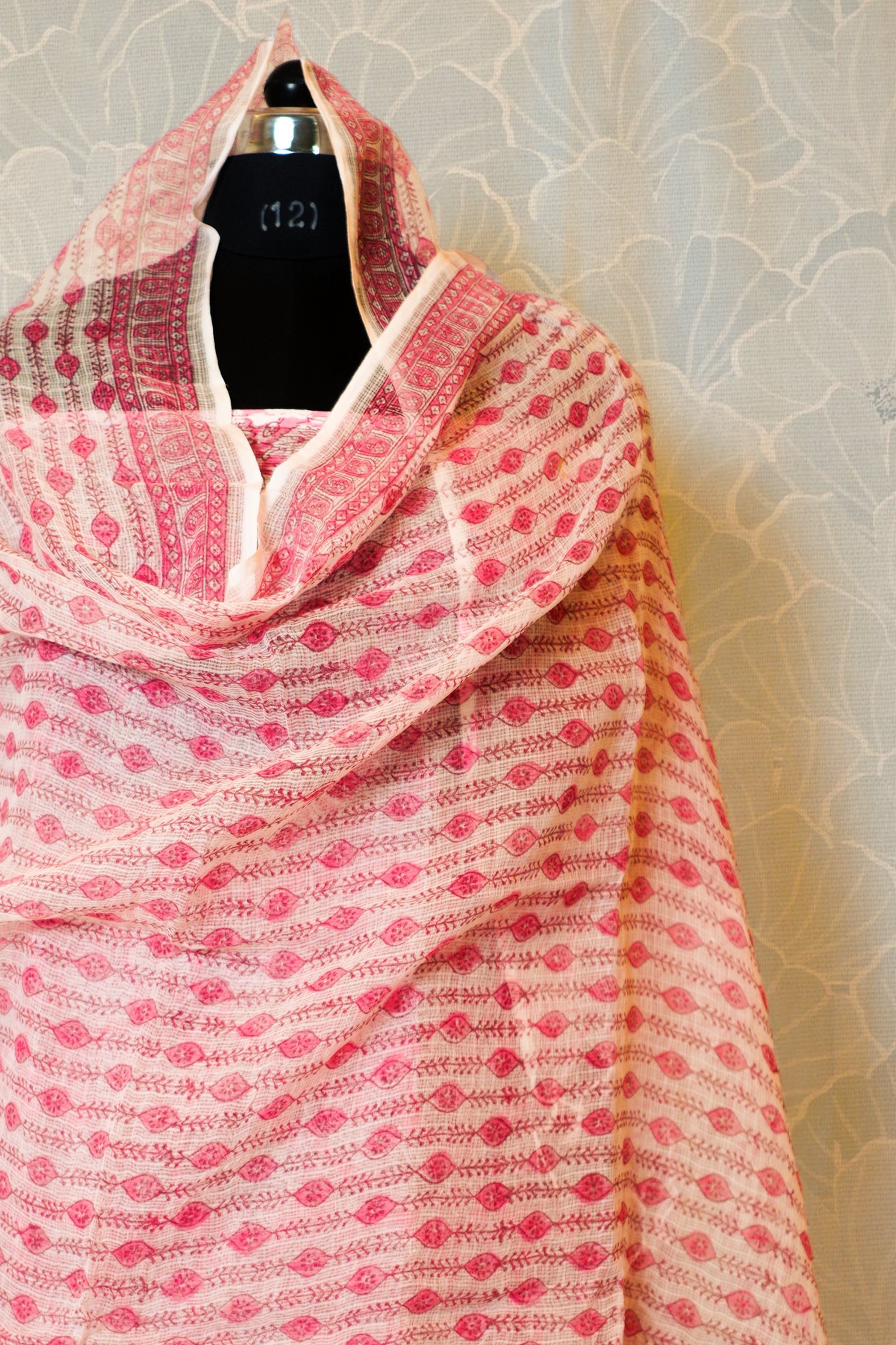 Pink & White  Kota Cotton Dress Material