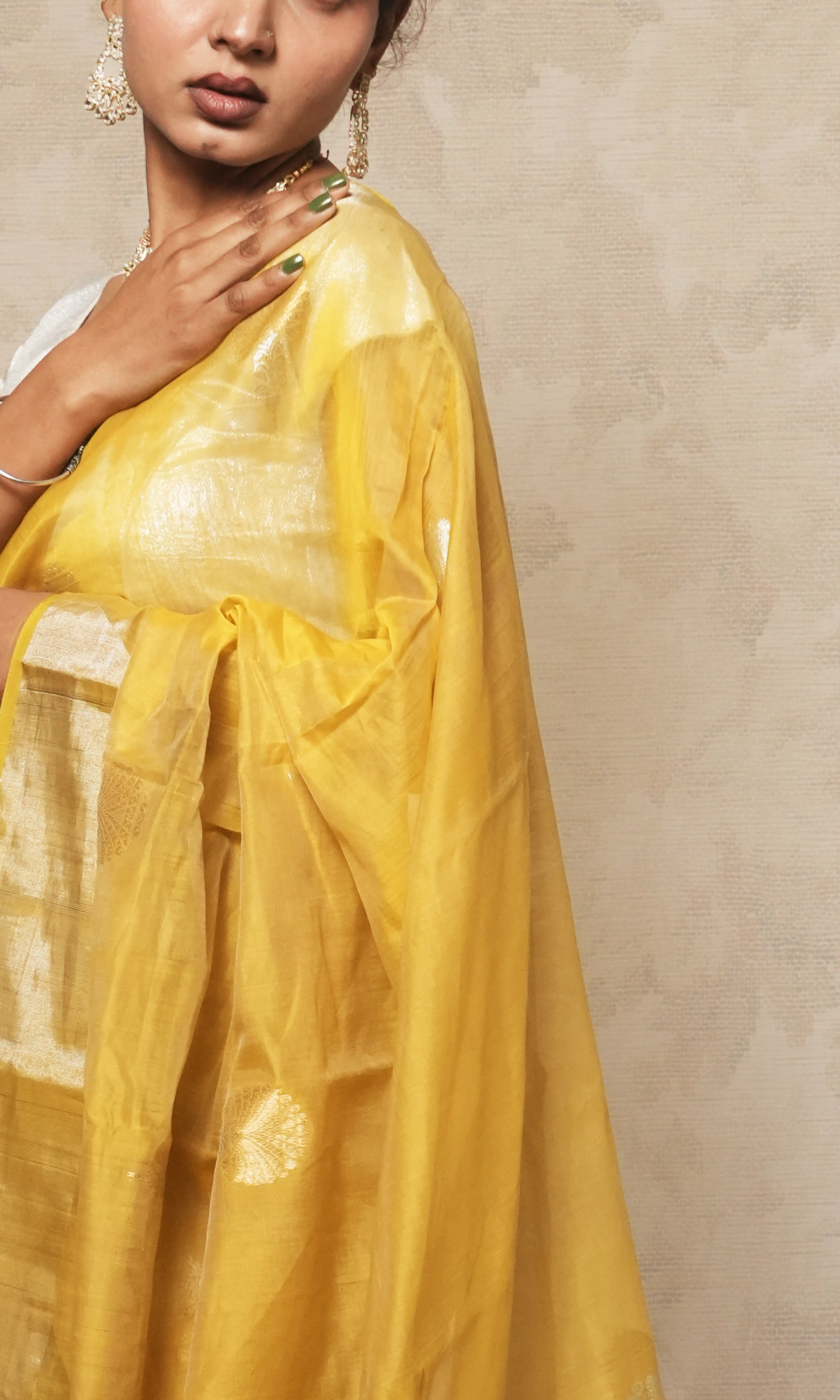 Yellow Chanderi Silk Saree
