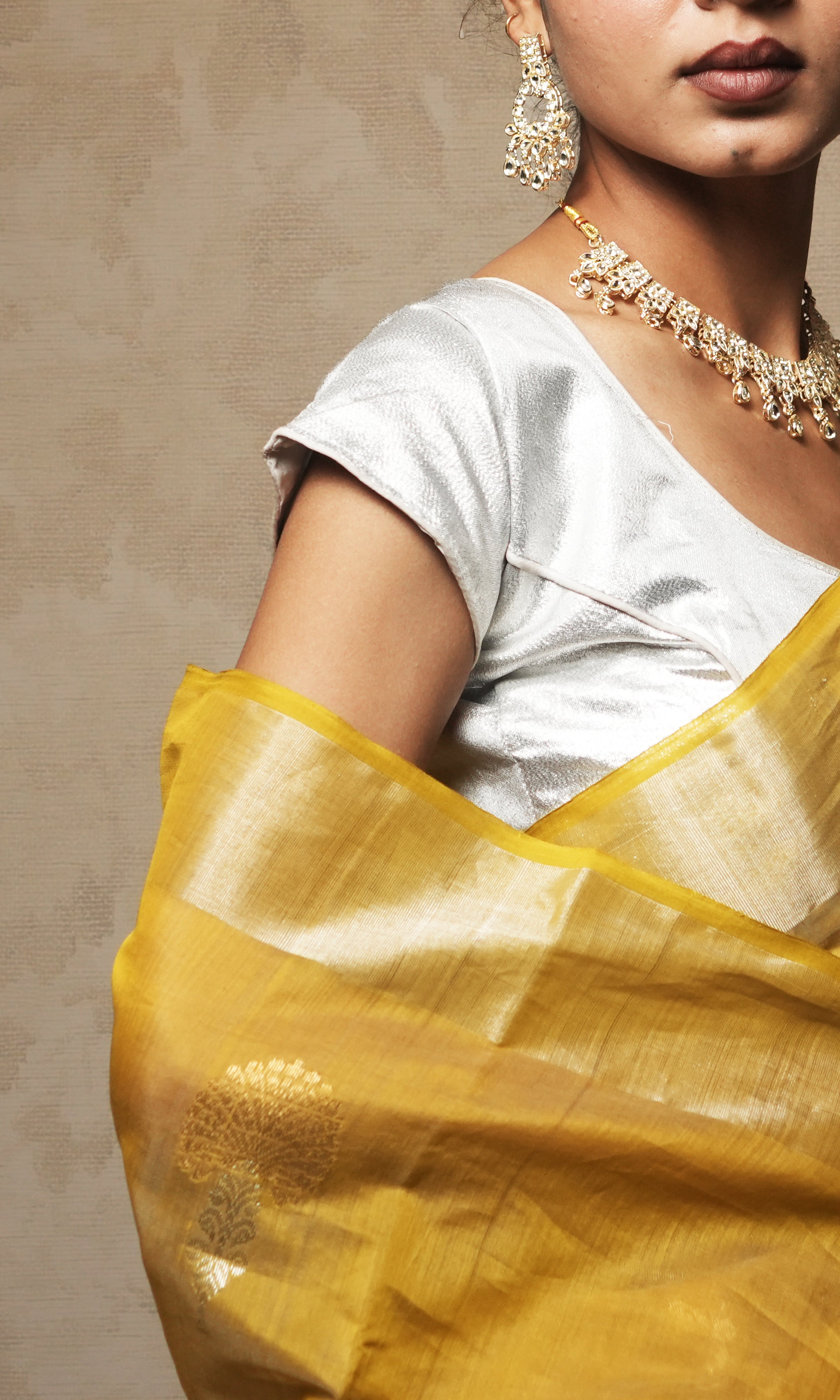 Yellow Chanderi Silk Saree