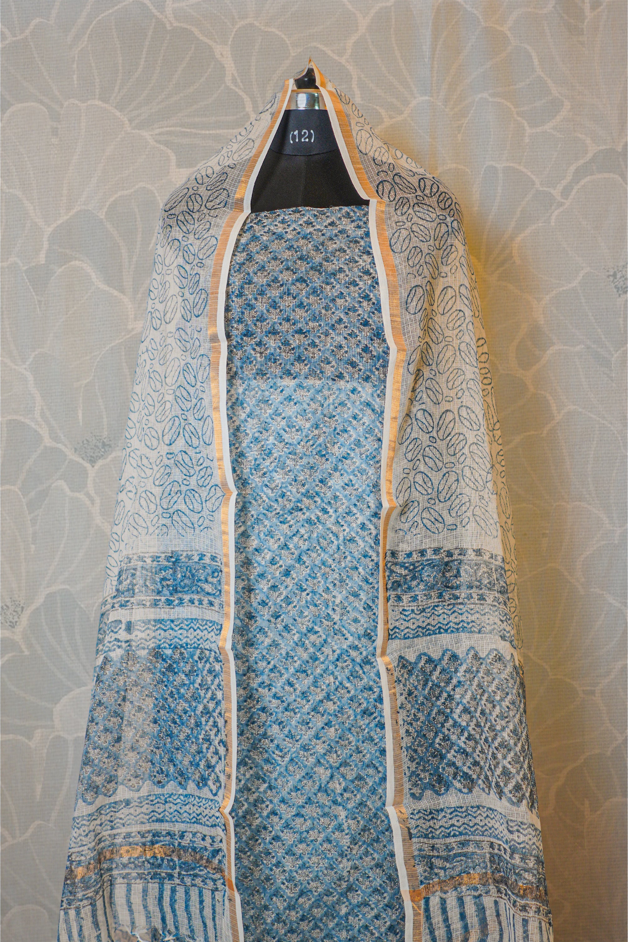Light Blue & White  Kota Cotton Dress Material