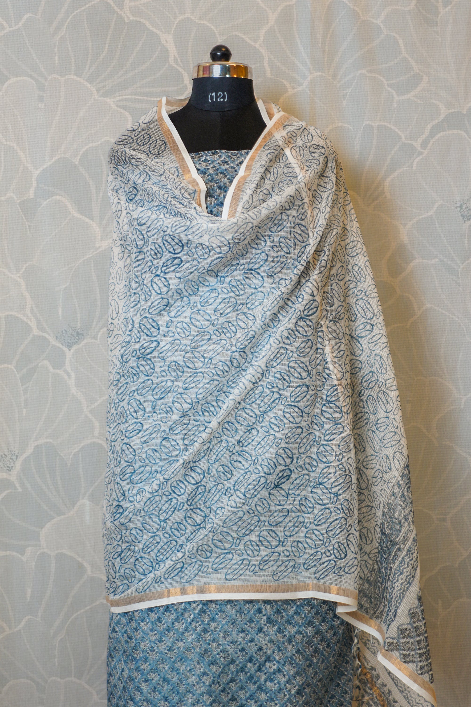 Light Blue & White  Kota Cotton Dress Material