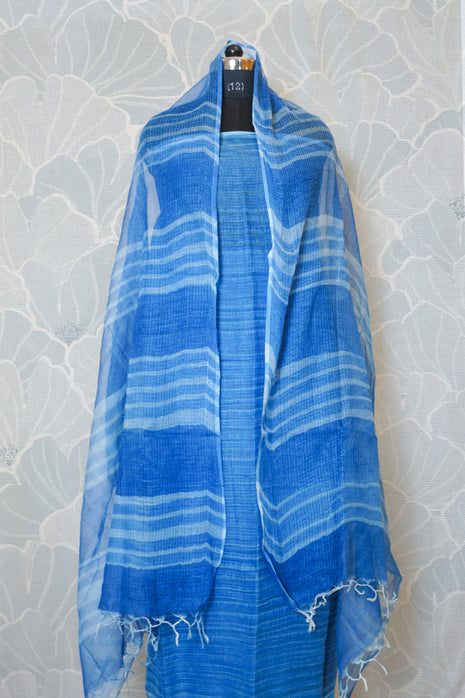 Dark Blue & Light Blue Kota Cotton Dress Material