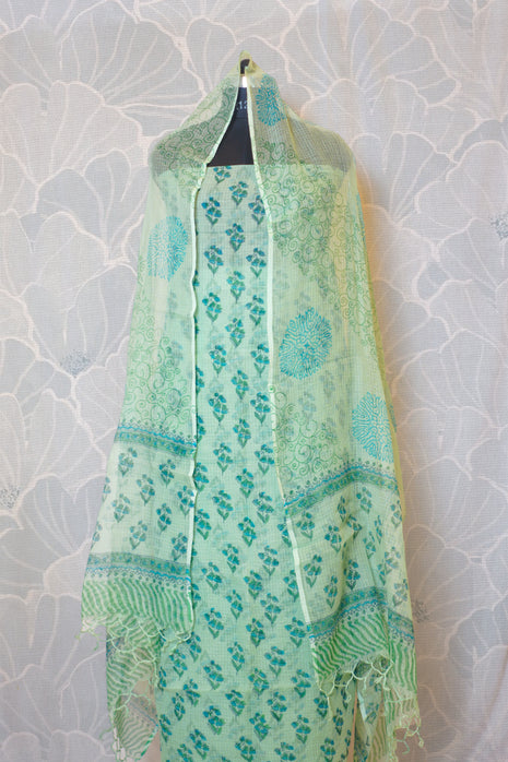 Mint Green Kota Cotton Dress Material