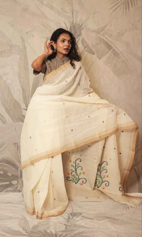 Off White Cotton Jamdani Saree