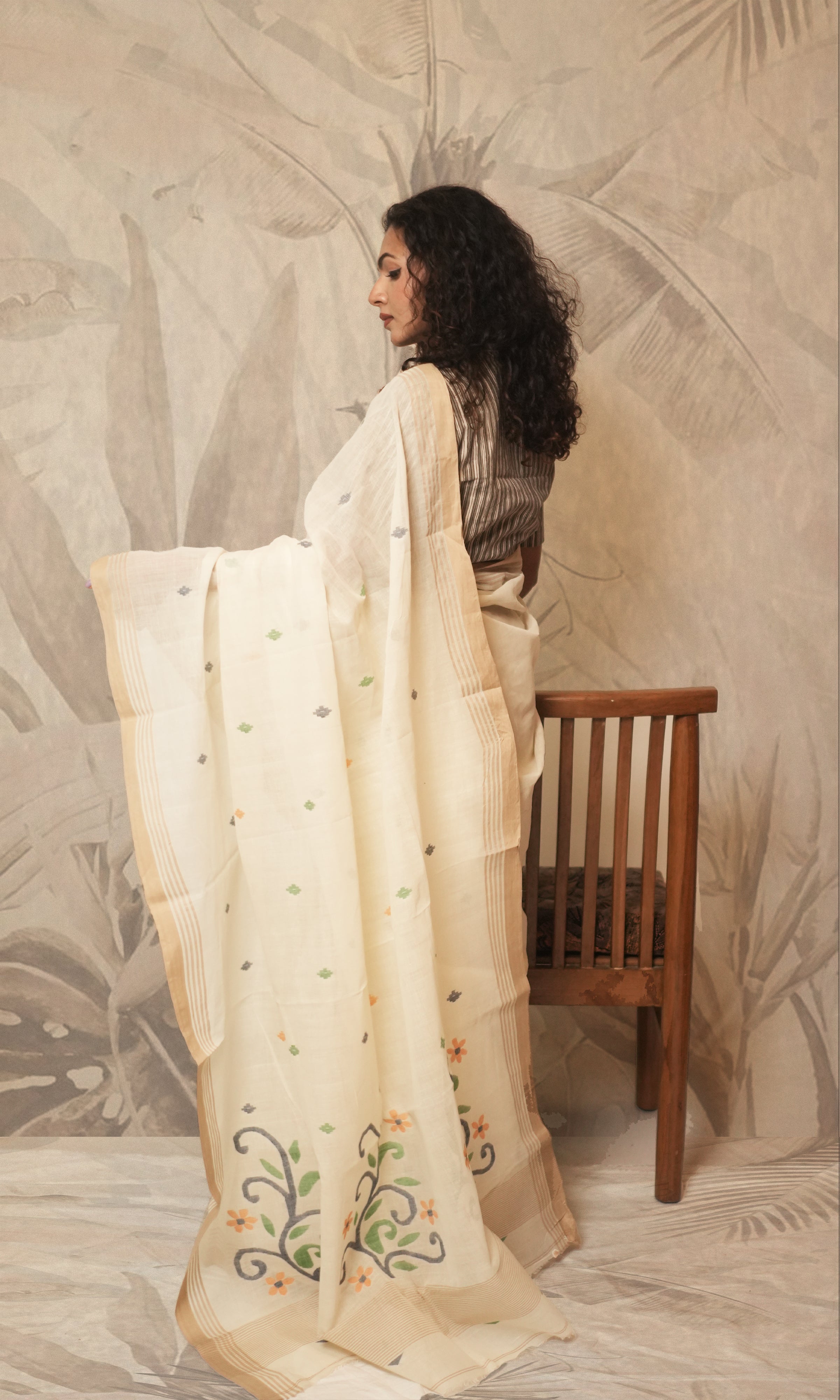 Off White Cotton Jamdani Saree