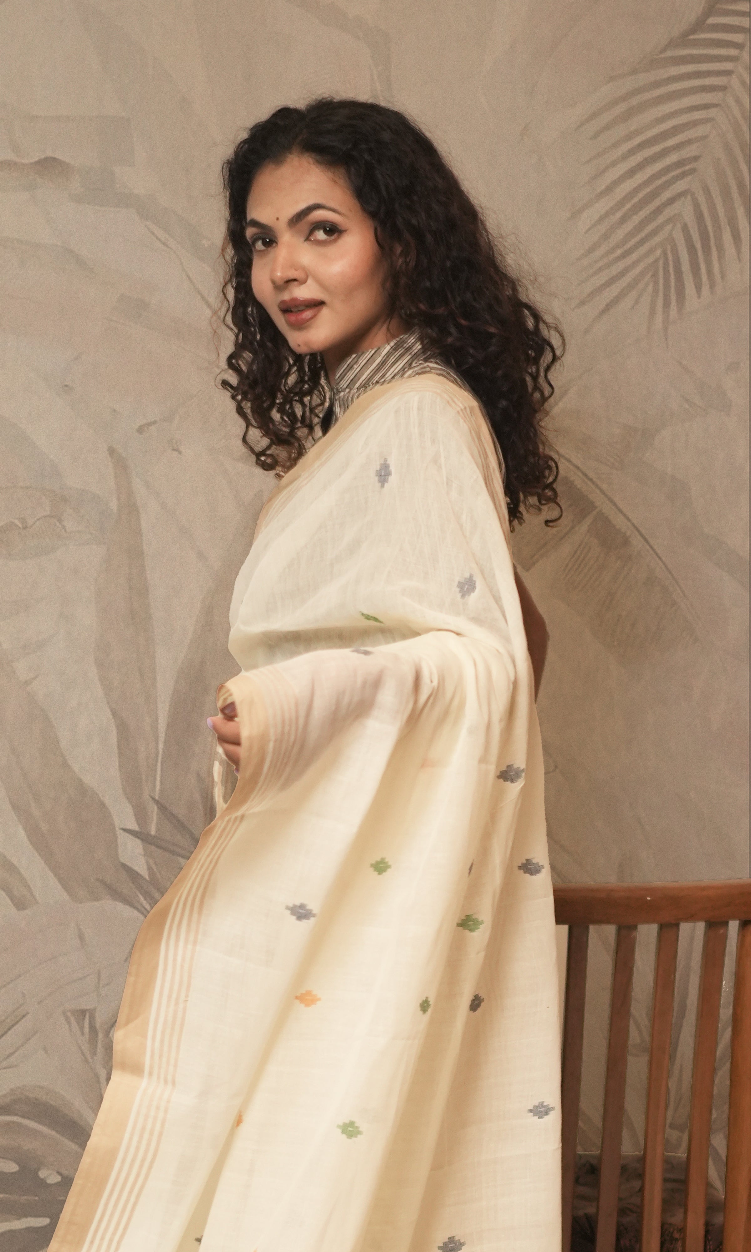 Off White Cotton Jamdani Saree