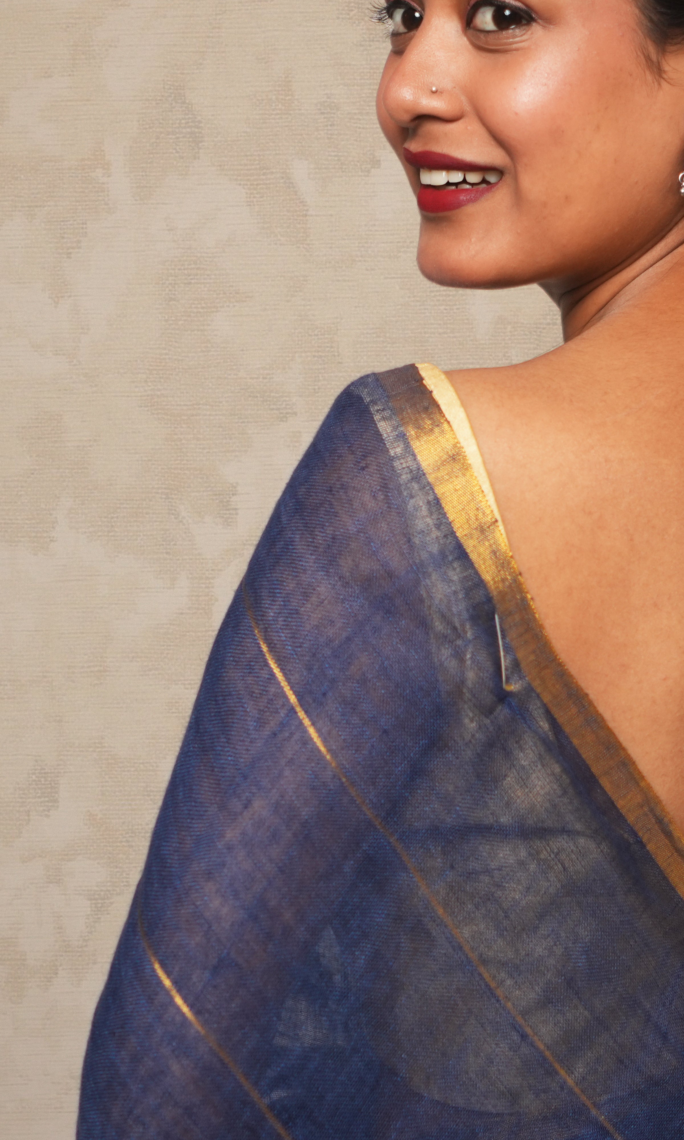 Steal Blue Linen Saree