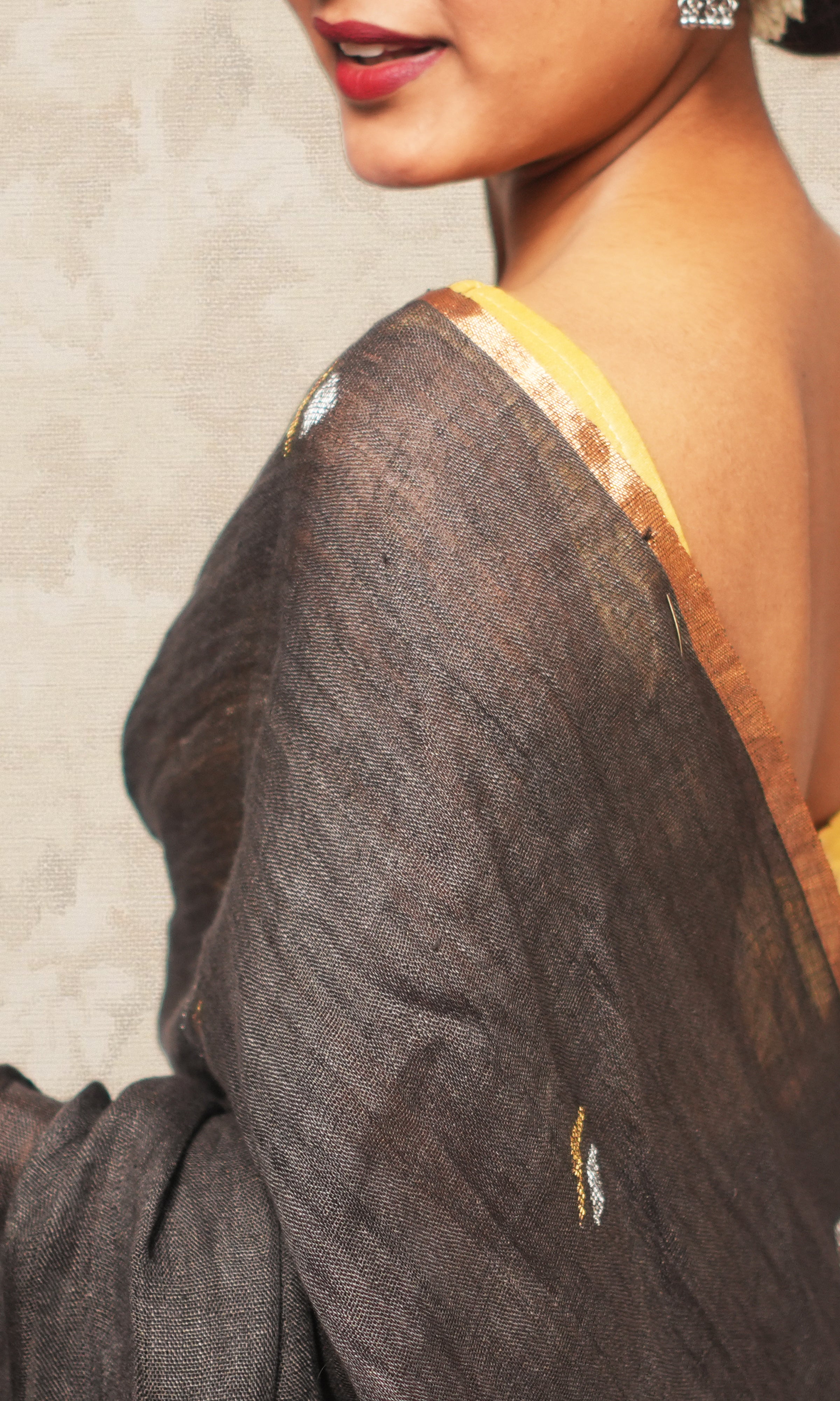 Deep Grey Linen Saree