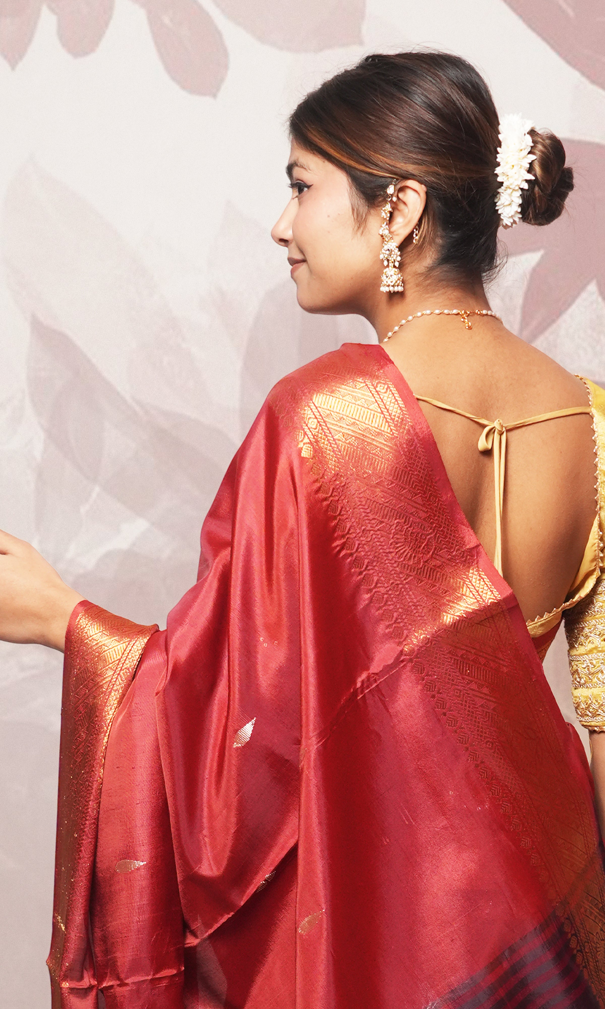 Dark Maroon Body And Purple Palla Banana Silk Saree With Zari