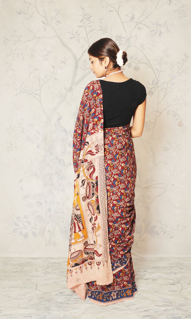 Kalamkari Cotton Saree With Blouse Piece