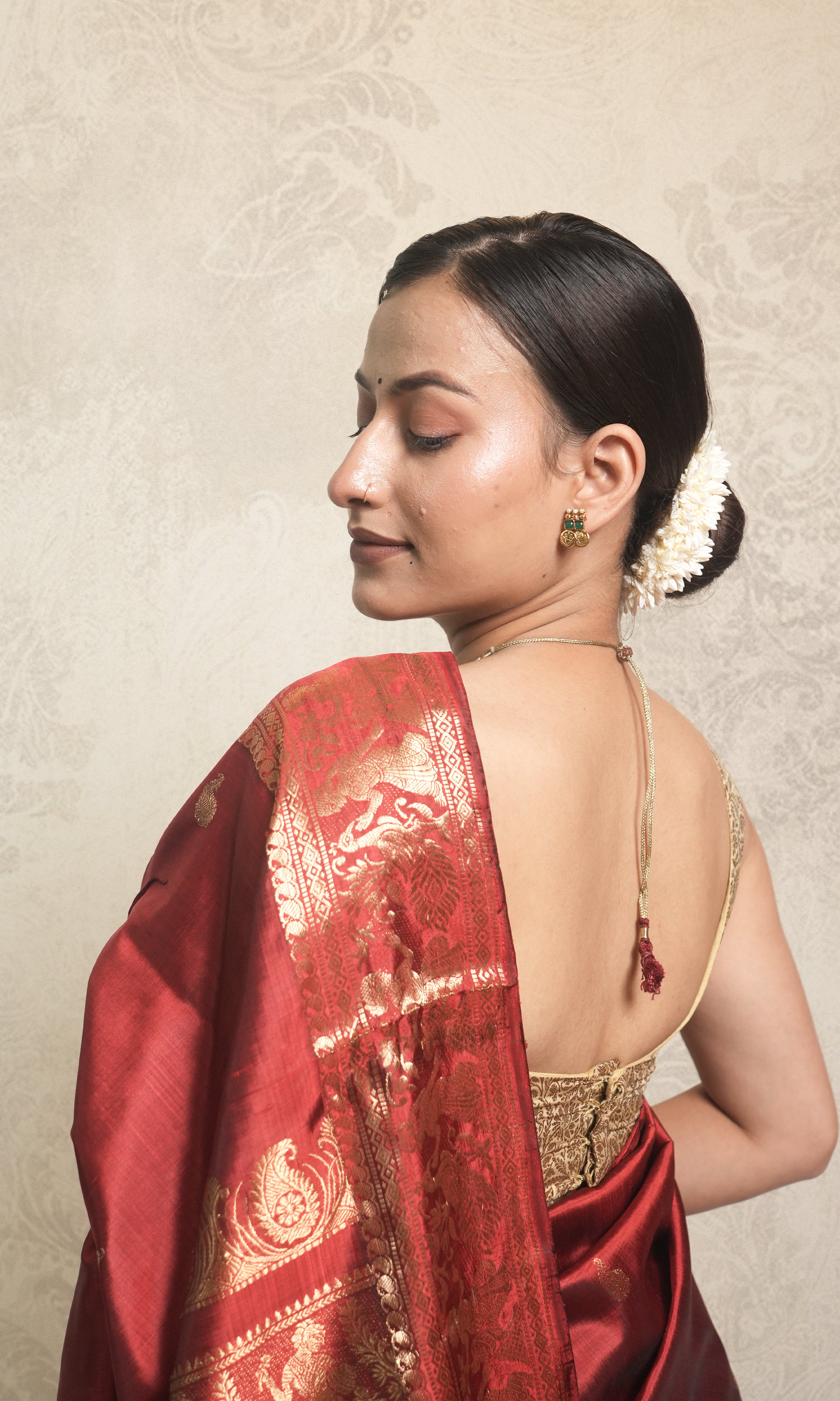 Vibrint Brick Red Swarnachari Silk Saree With Blouse Piece