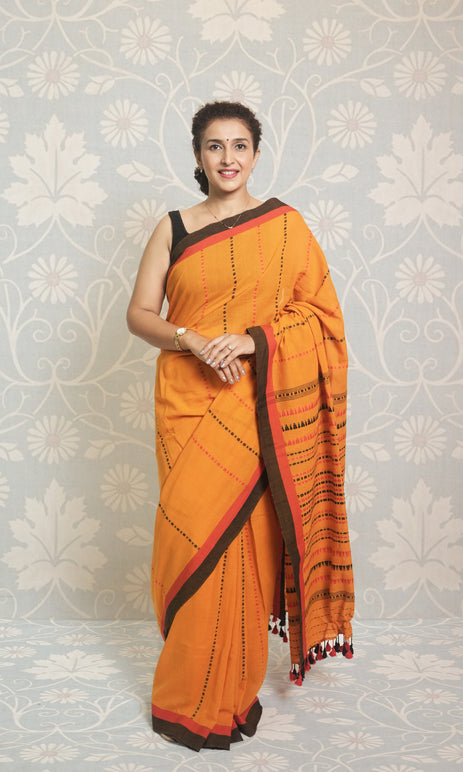 Yellow, Red & Black Begampuri Cotton