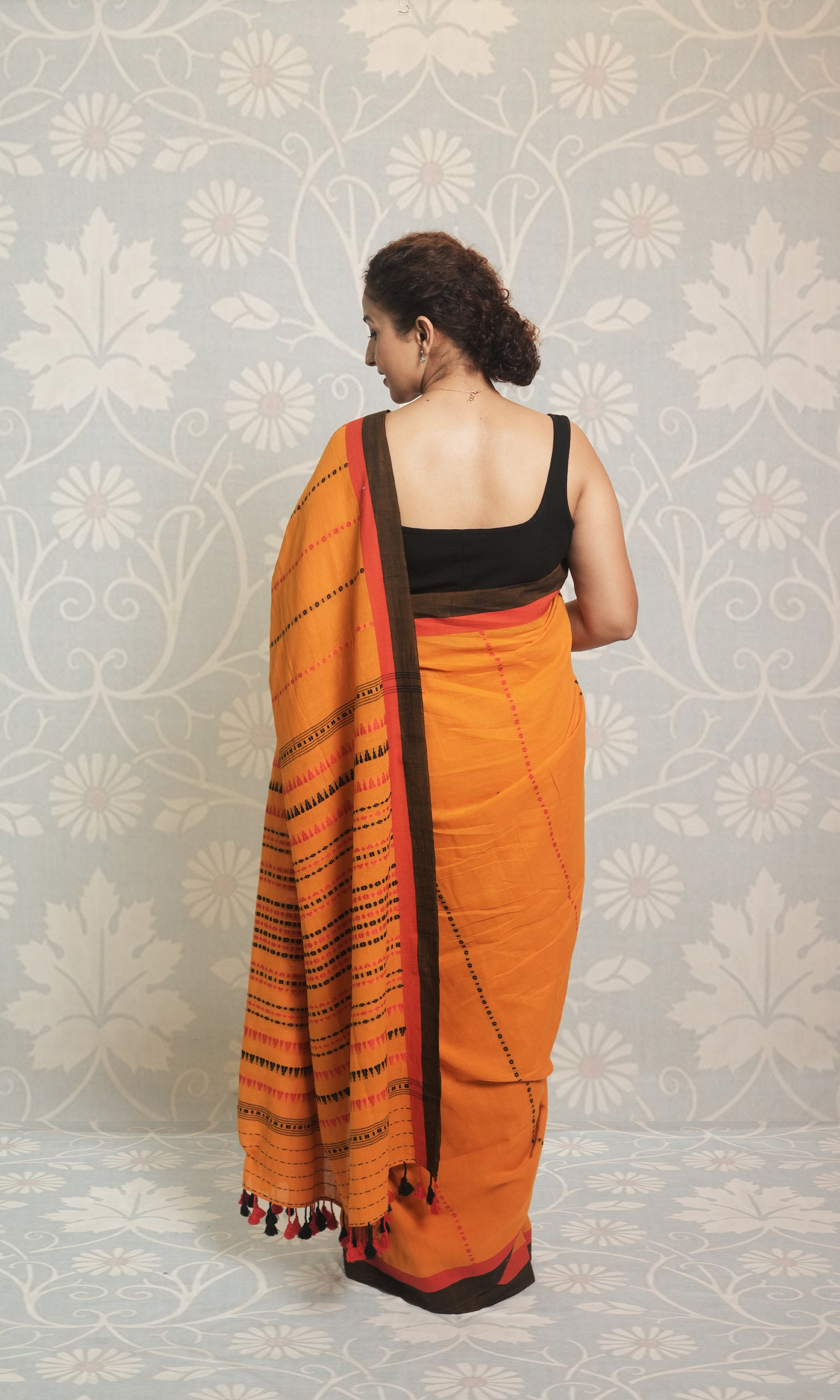 Yellow, Red & Black Begampuri Cotton