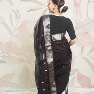Dark Wine & Silver Border Maheshwari