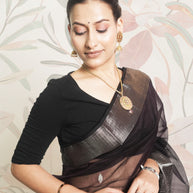 Dark Wine & Silver Border Maheshwari