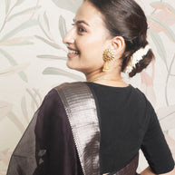 Dark Wine & Silver Border Maheshwari