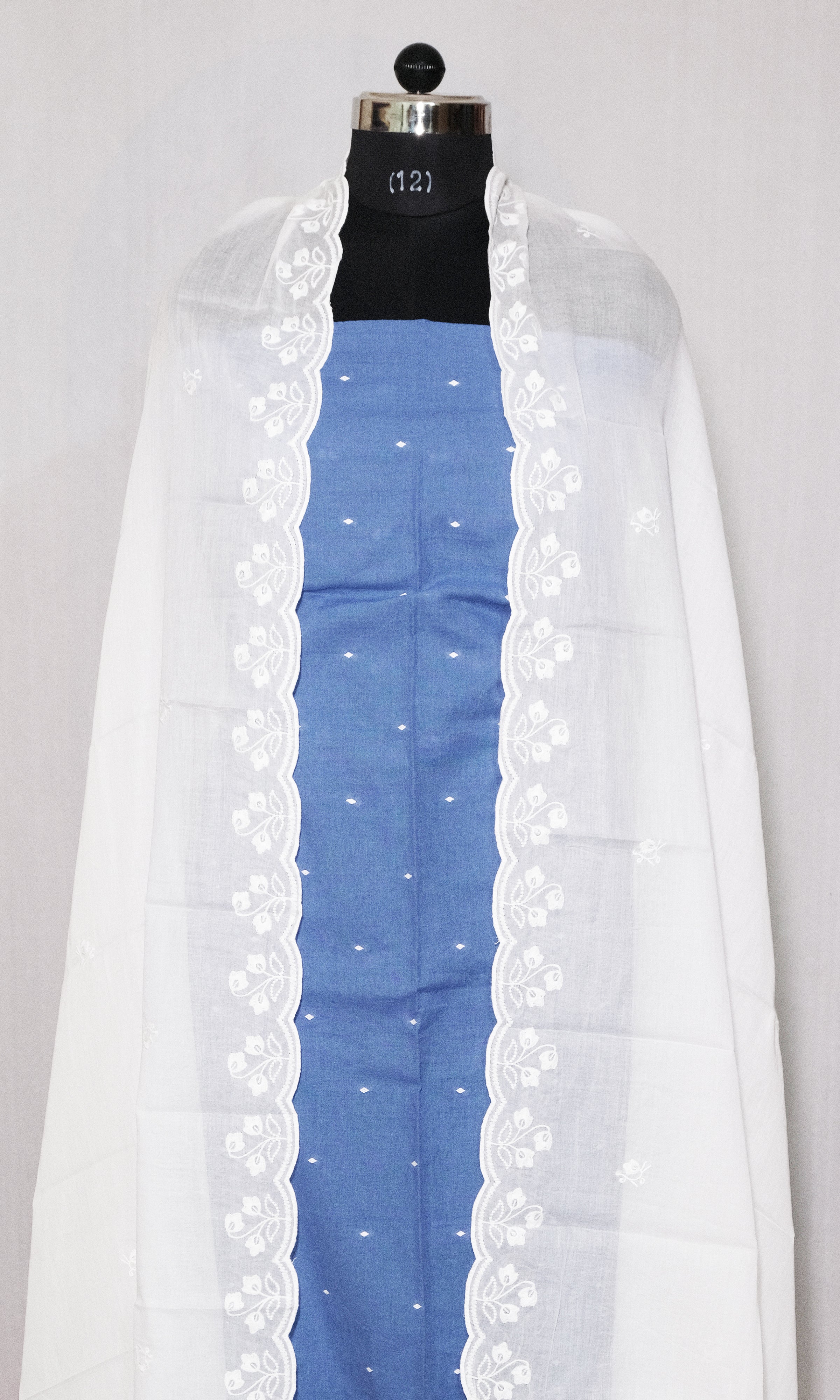 Blue & White Cotton Dress Material