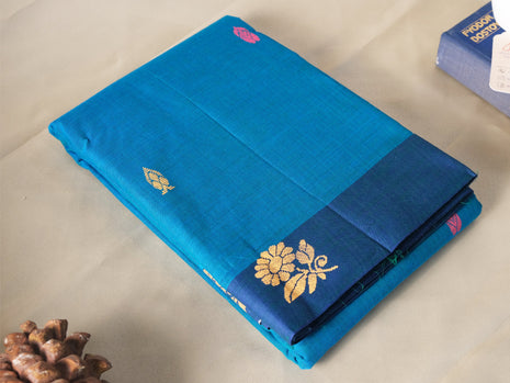 Blue And Deep Blue Kanchi Cotton Saree