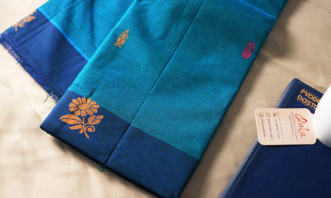 Blue And Deep Blue Kanchi Cotton Saree