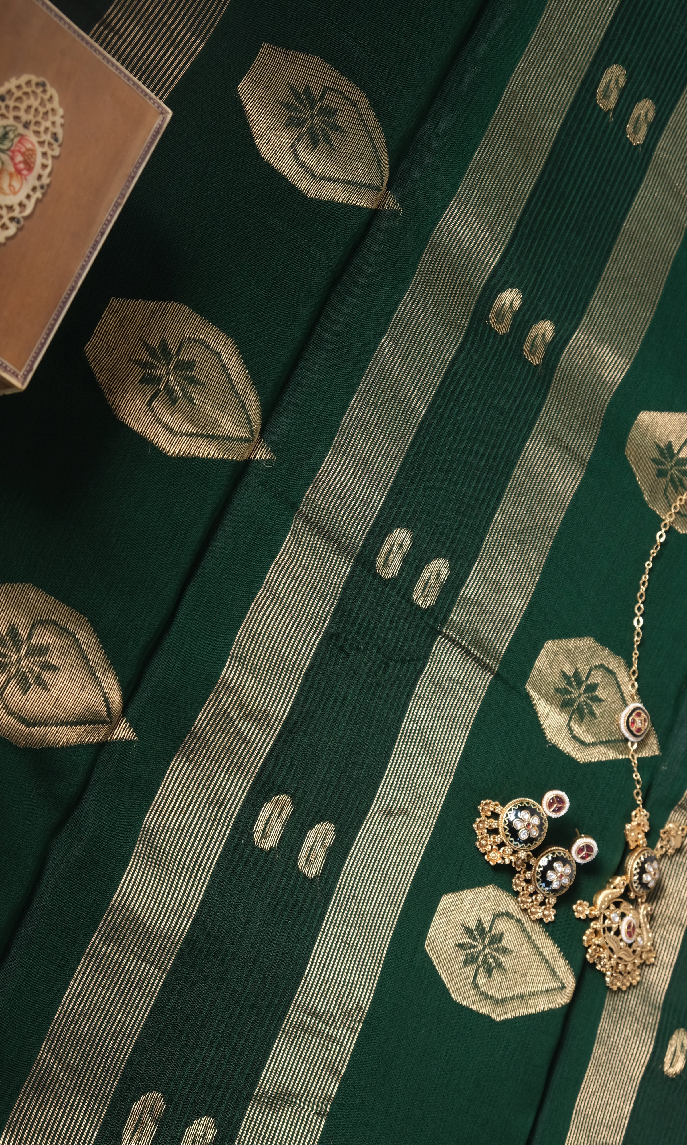 Deep Green Silk Maheshwari Saree