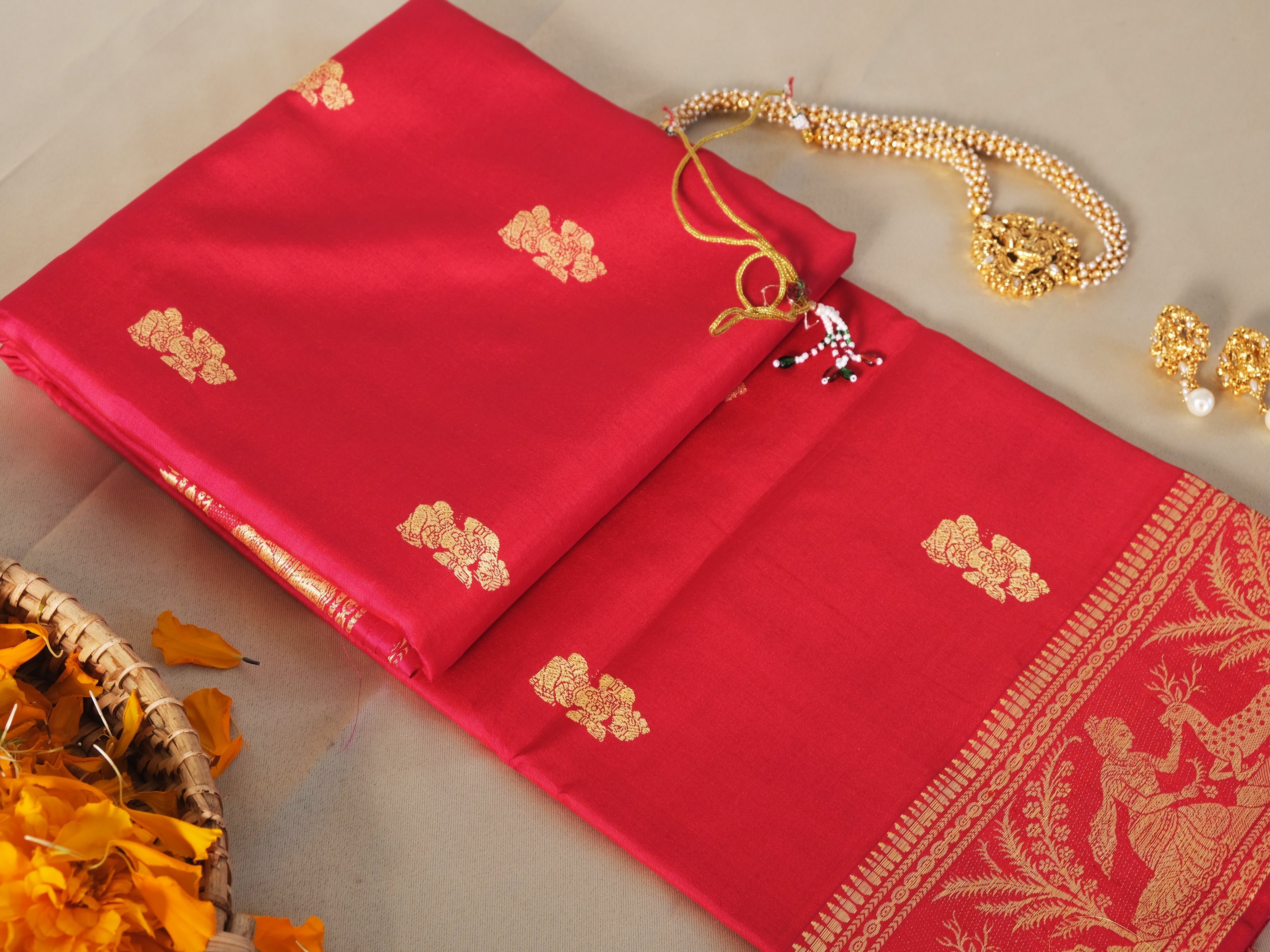 Deep Pink Baluchari Silk Saree