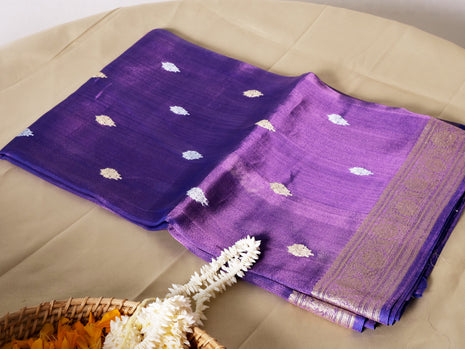 Purple Kora Tissue Banarasi Saree