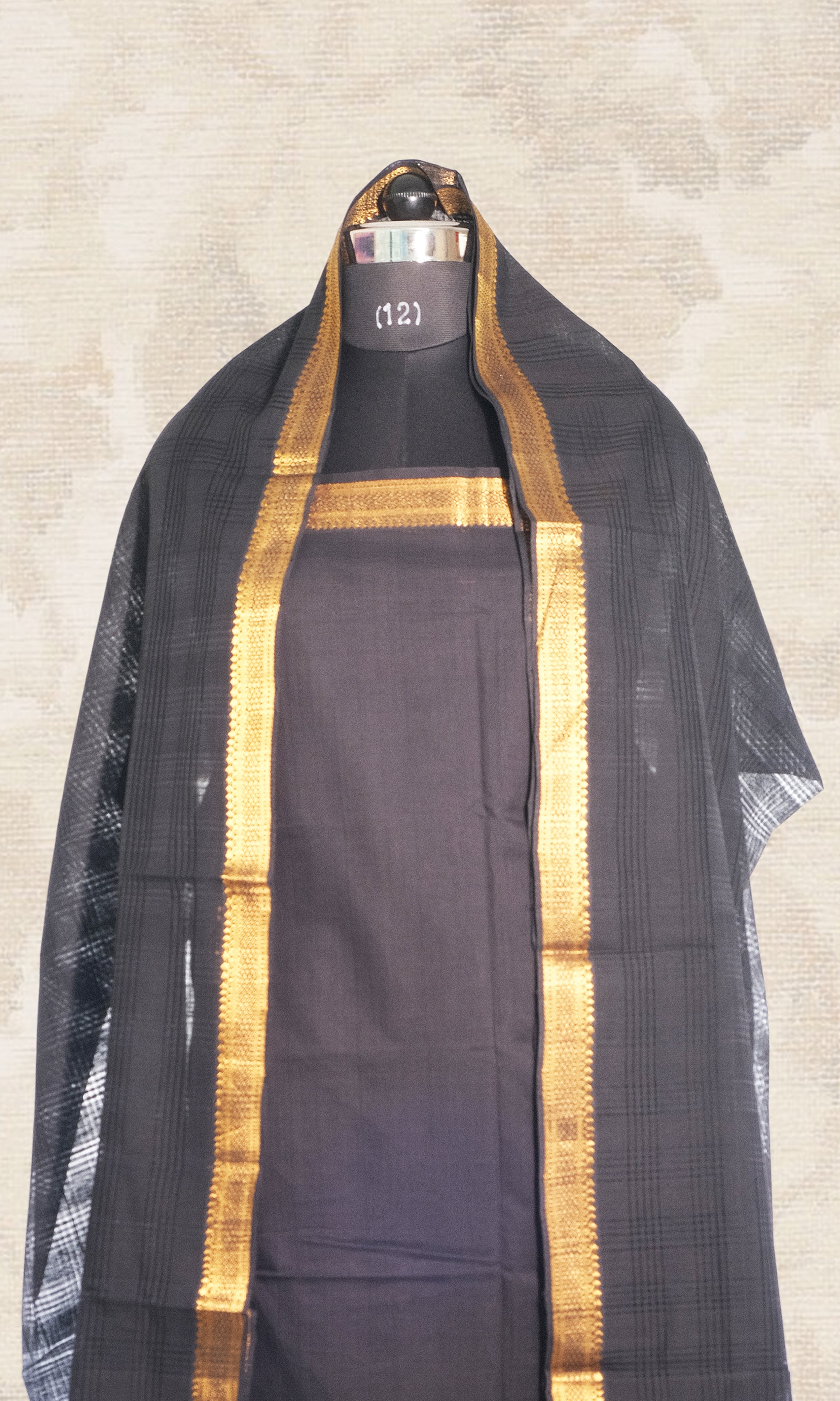 Complete Black Mangalgiri Cotton Dress Material