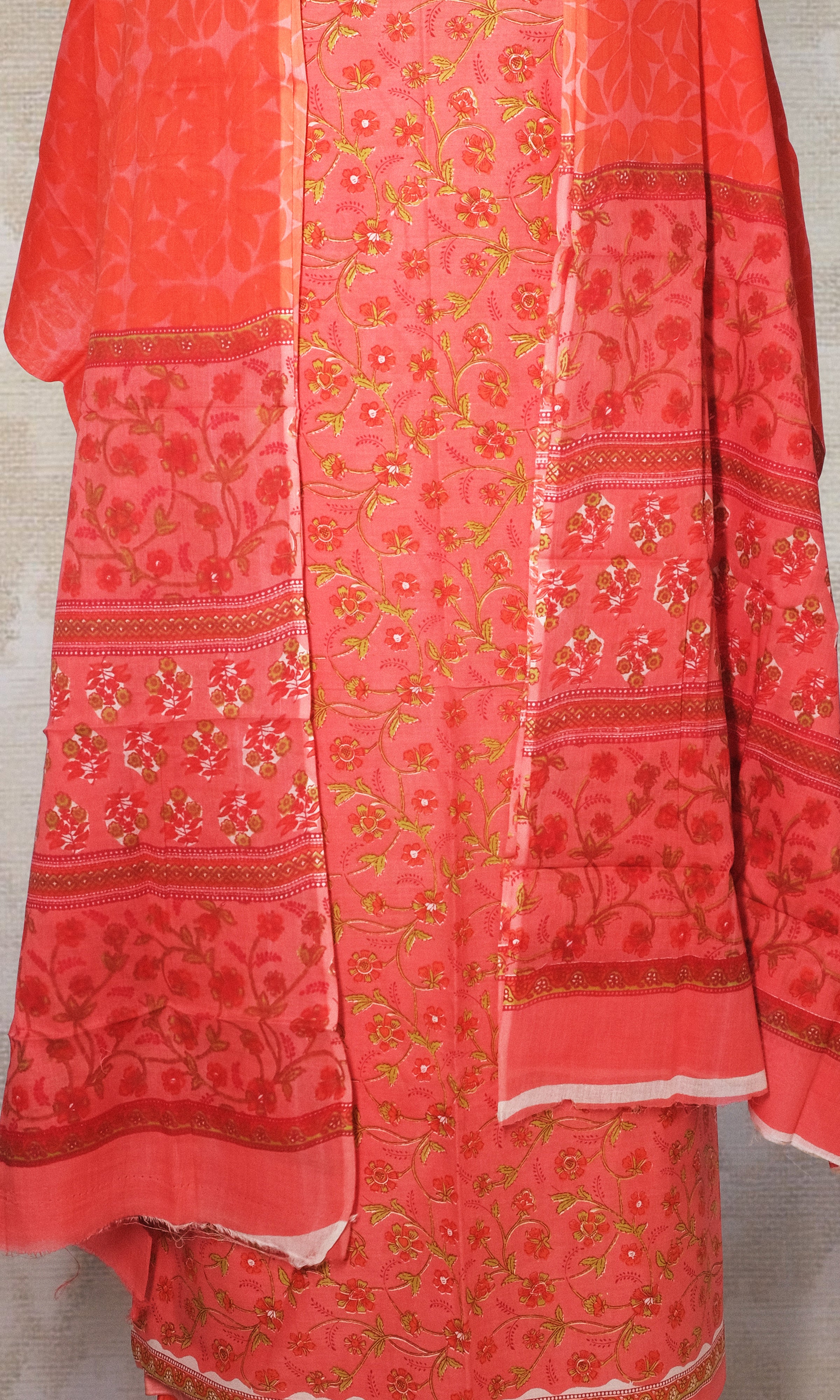 Vibrant Orange Cotton Dress Material