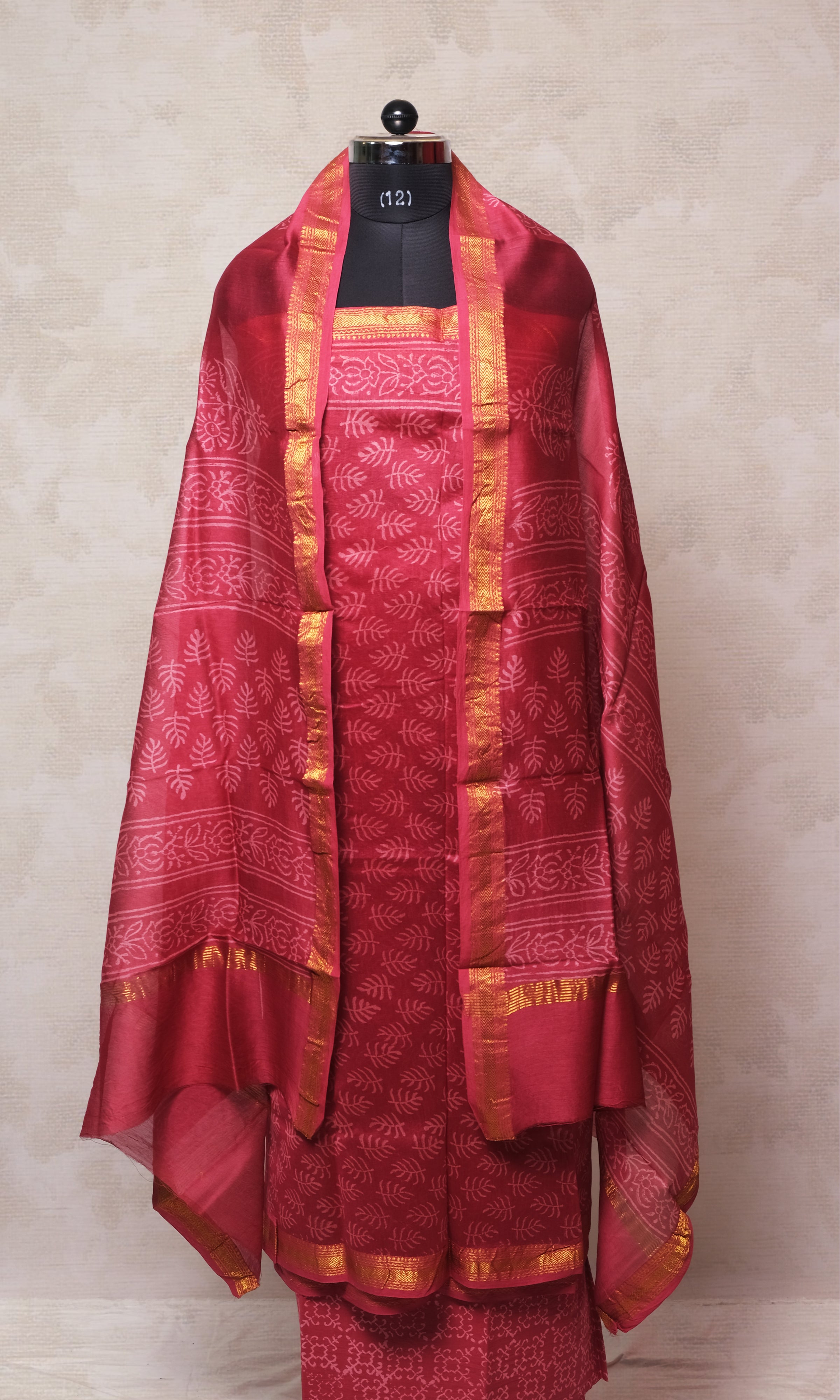Maroon Maheshwari Dress Material