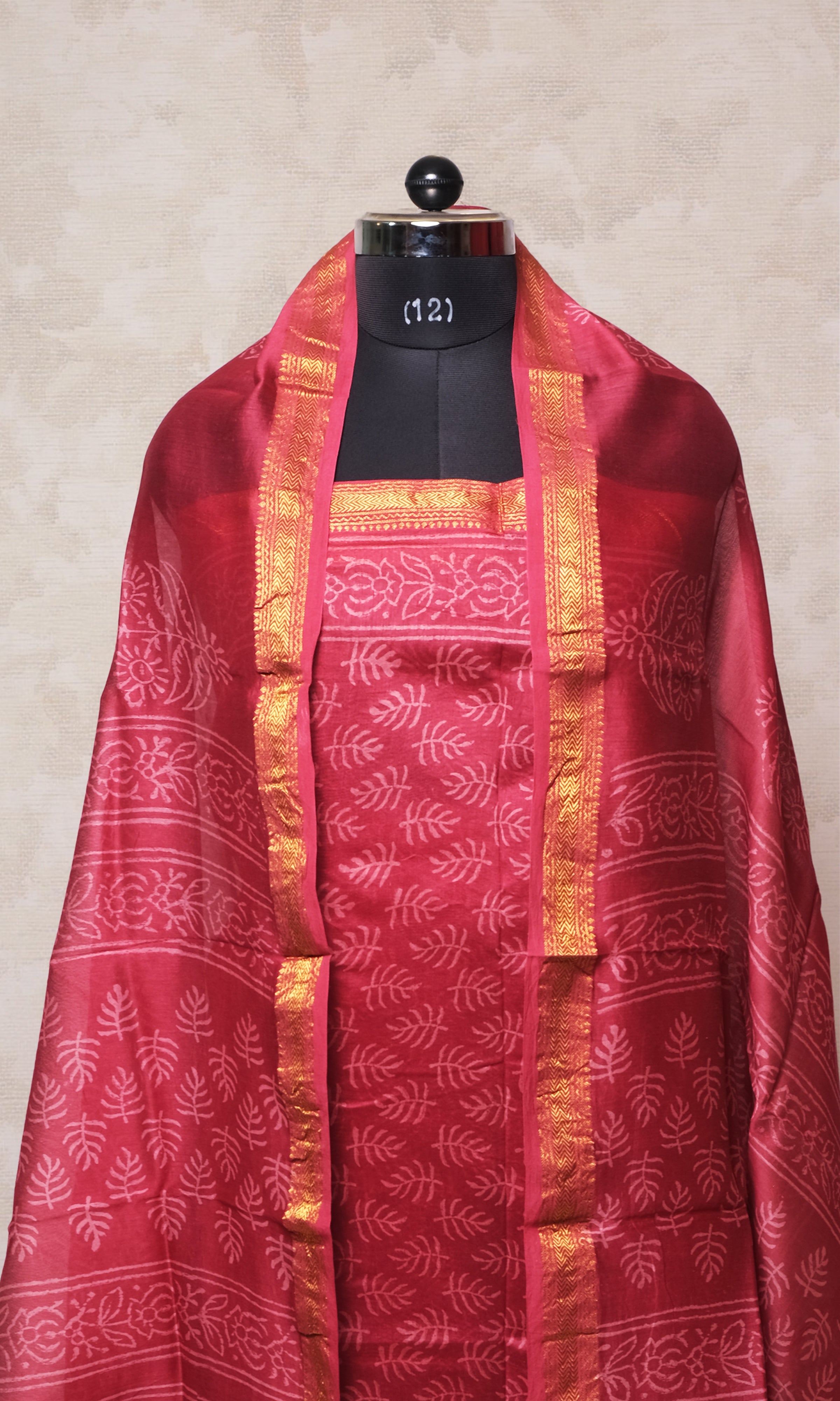 Maroon Maheshwari Dress Material