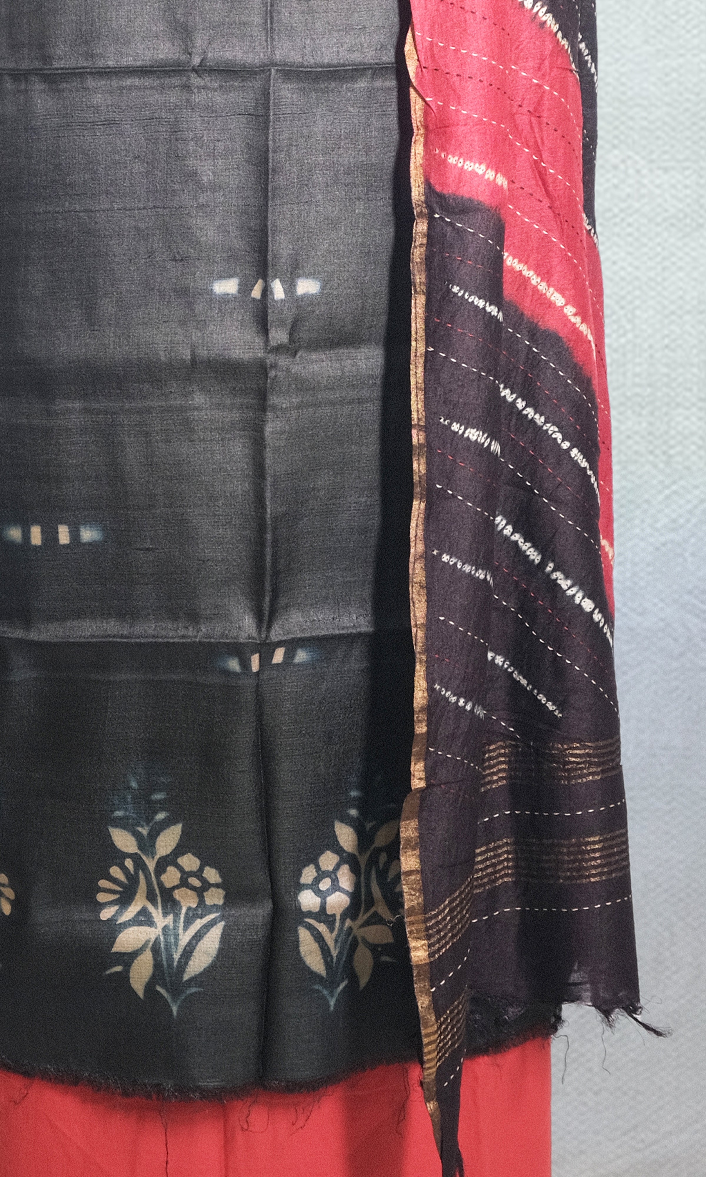 Black & Red Dress Material