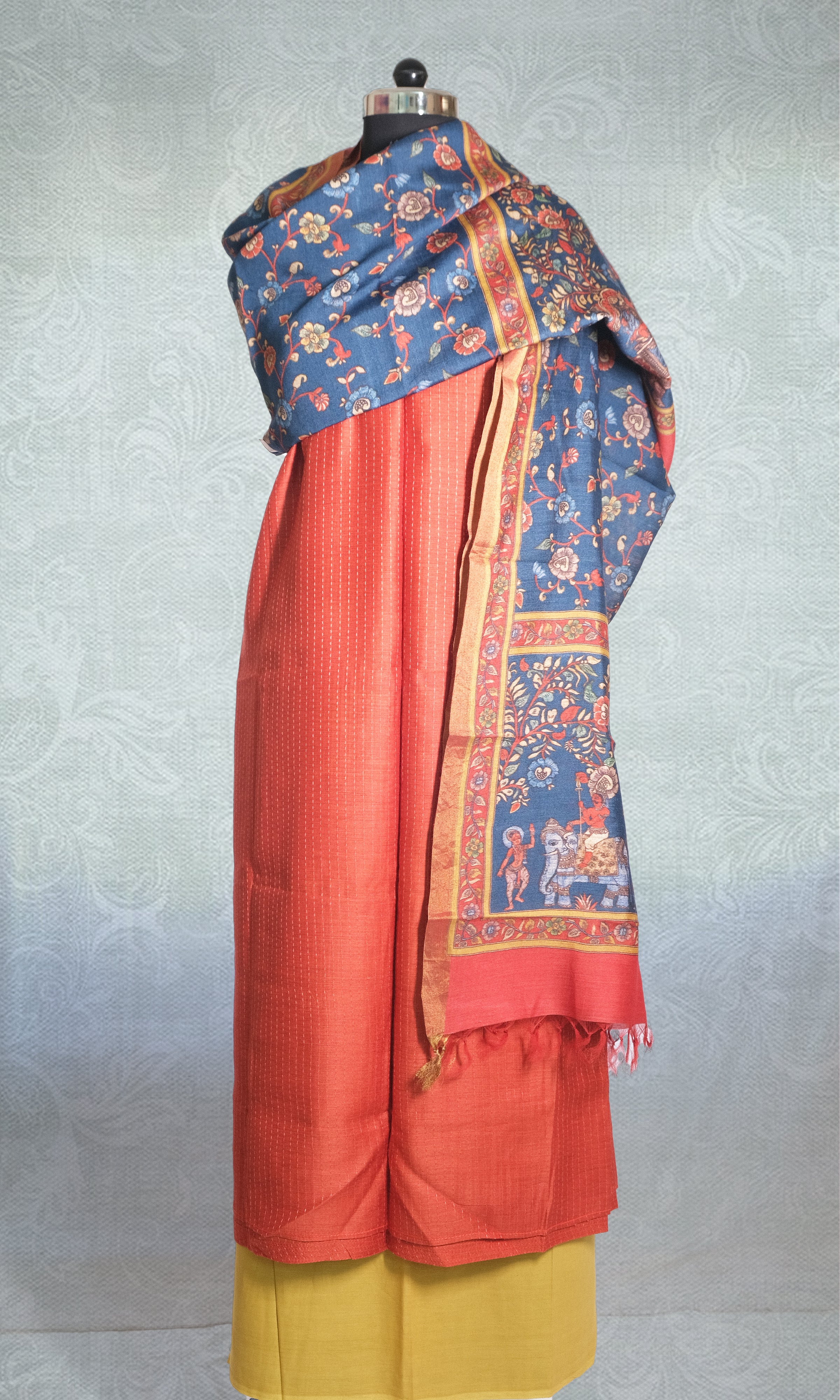 Orange, Red & Yellow Dress Material
