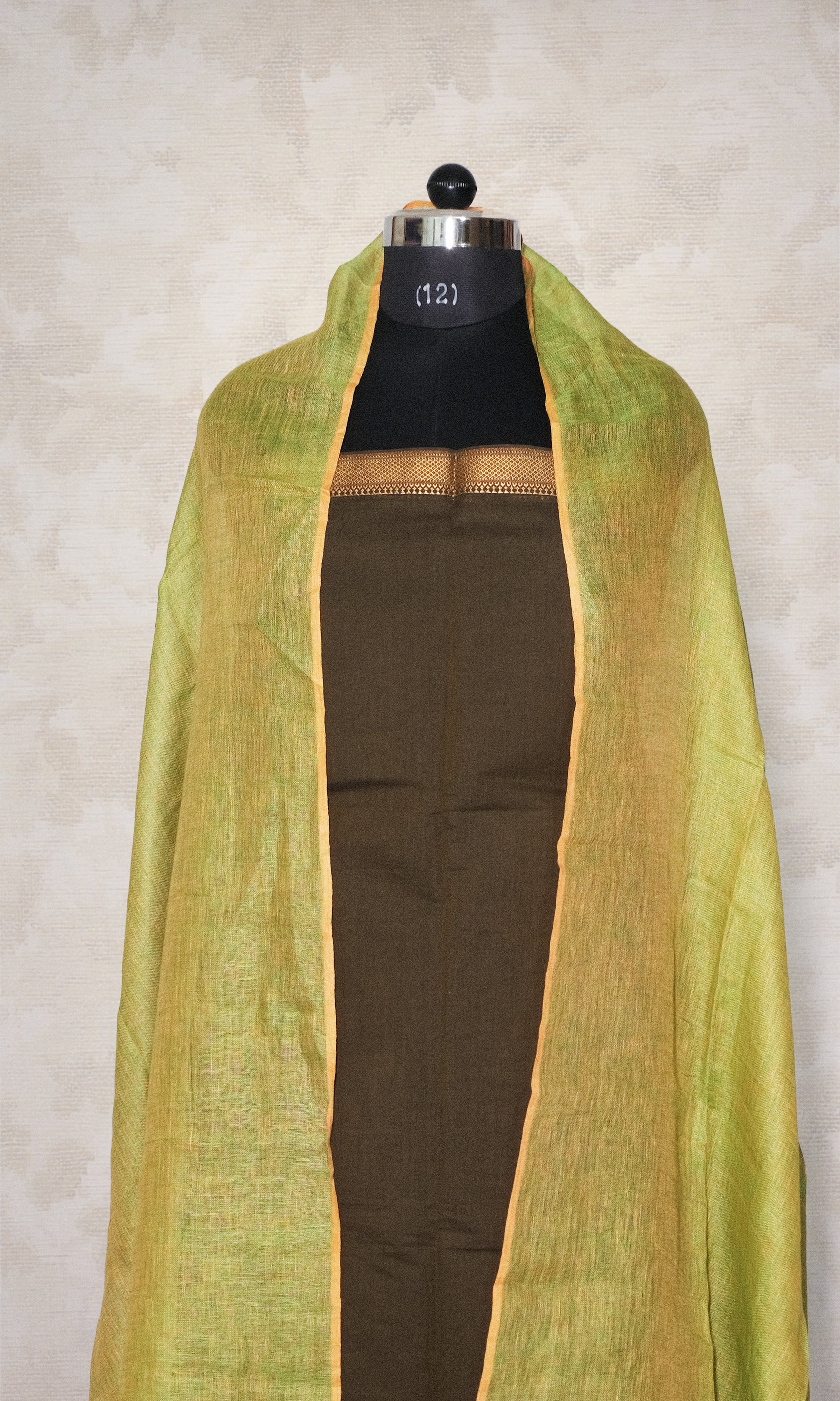 Military Green & Lemon Green South Cotton Dress Material