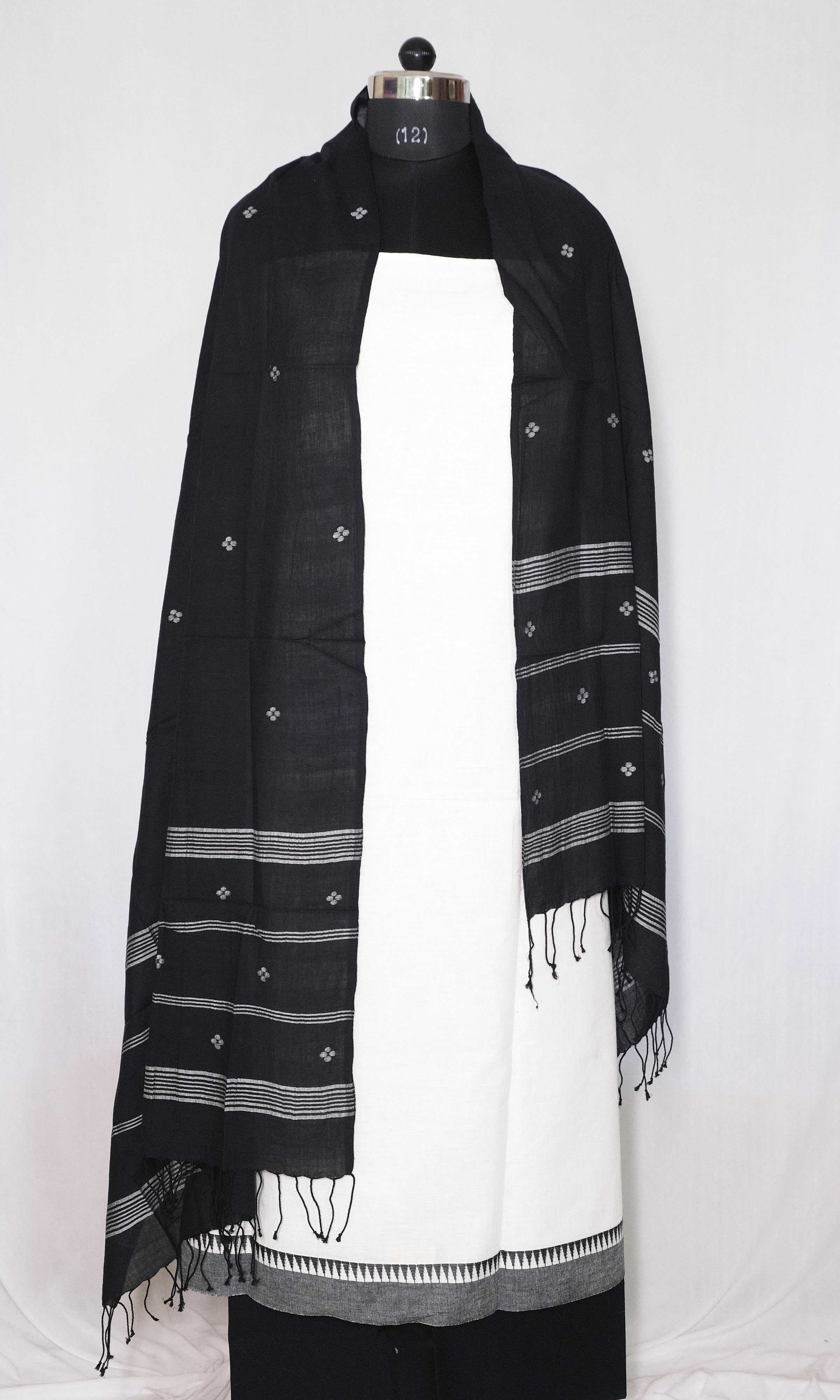 Black & White Cotton Dress Material