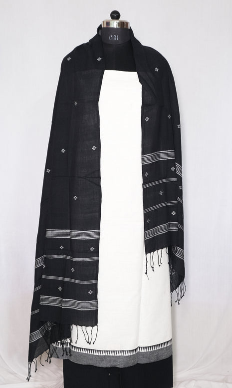 Black & White Cotton Dress Material