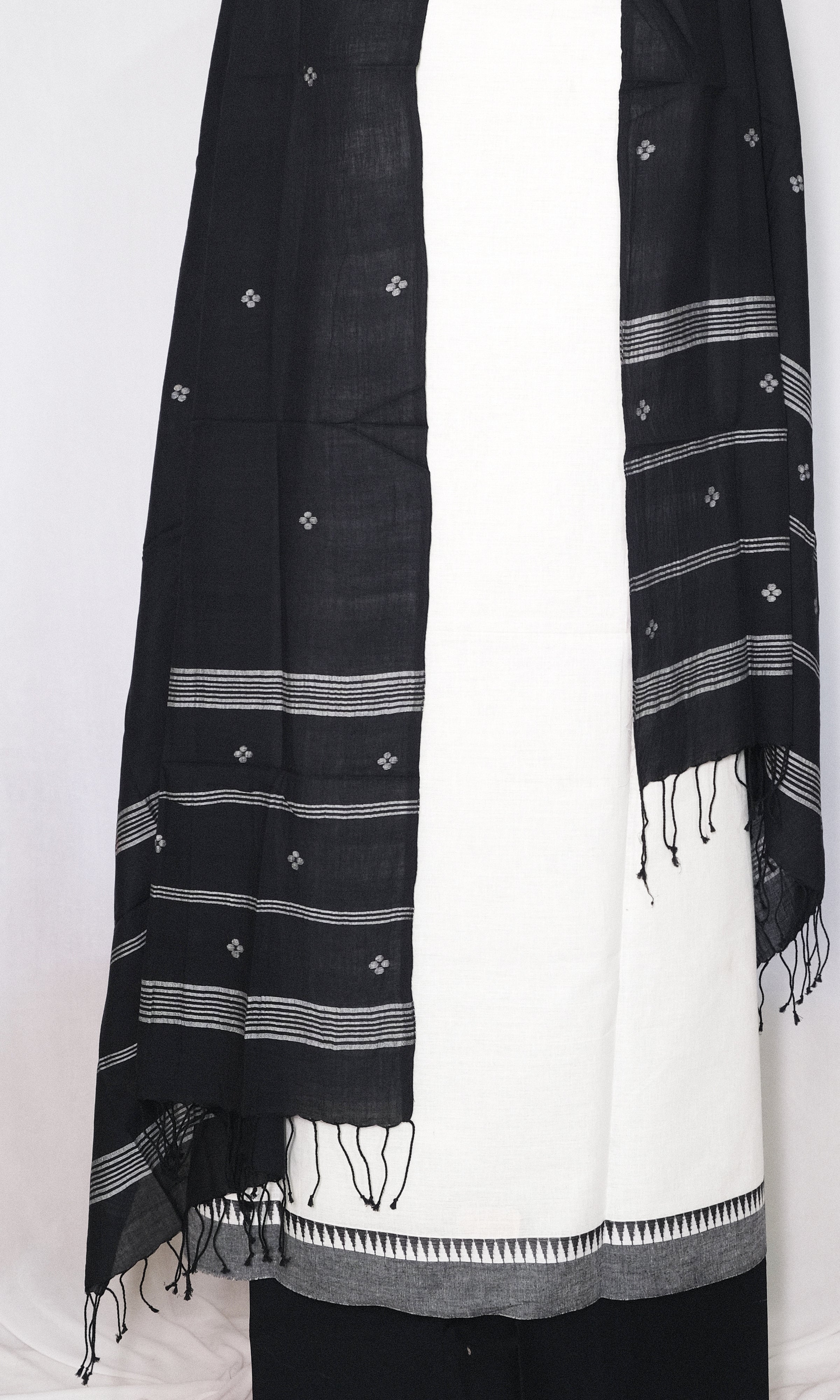 Black & White Cotton Dress Material