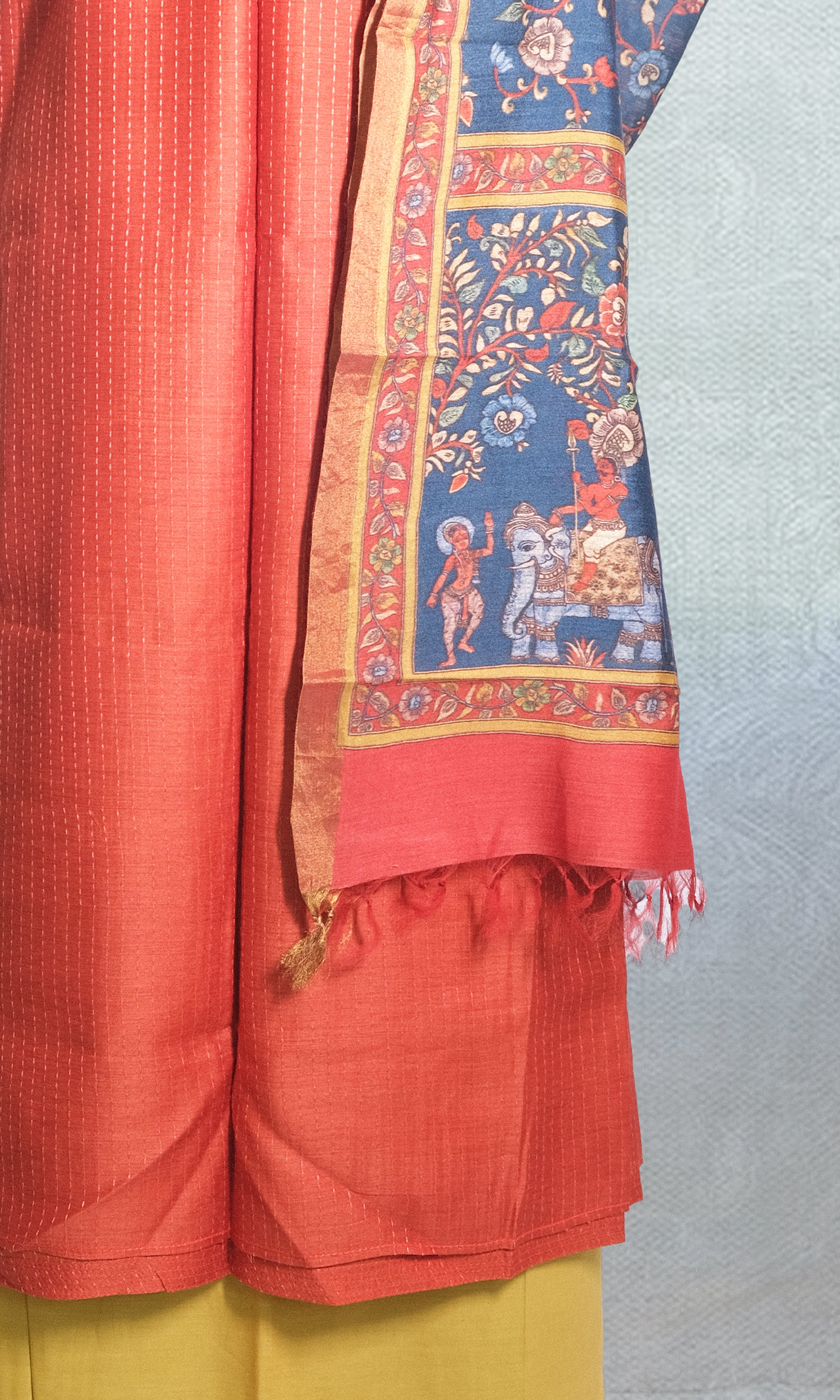 Orange, Red & Yellow Dress Material