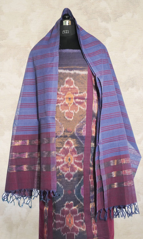Blue & Purple Godavari Cotton Dress Material Matching Dupatta